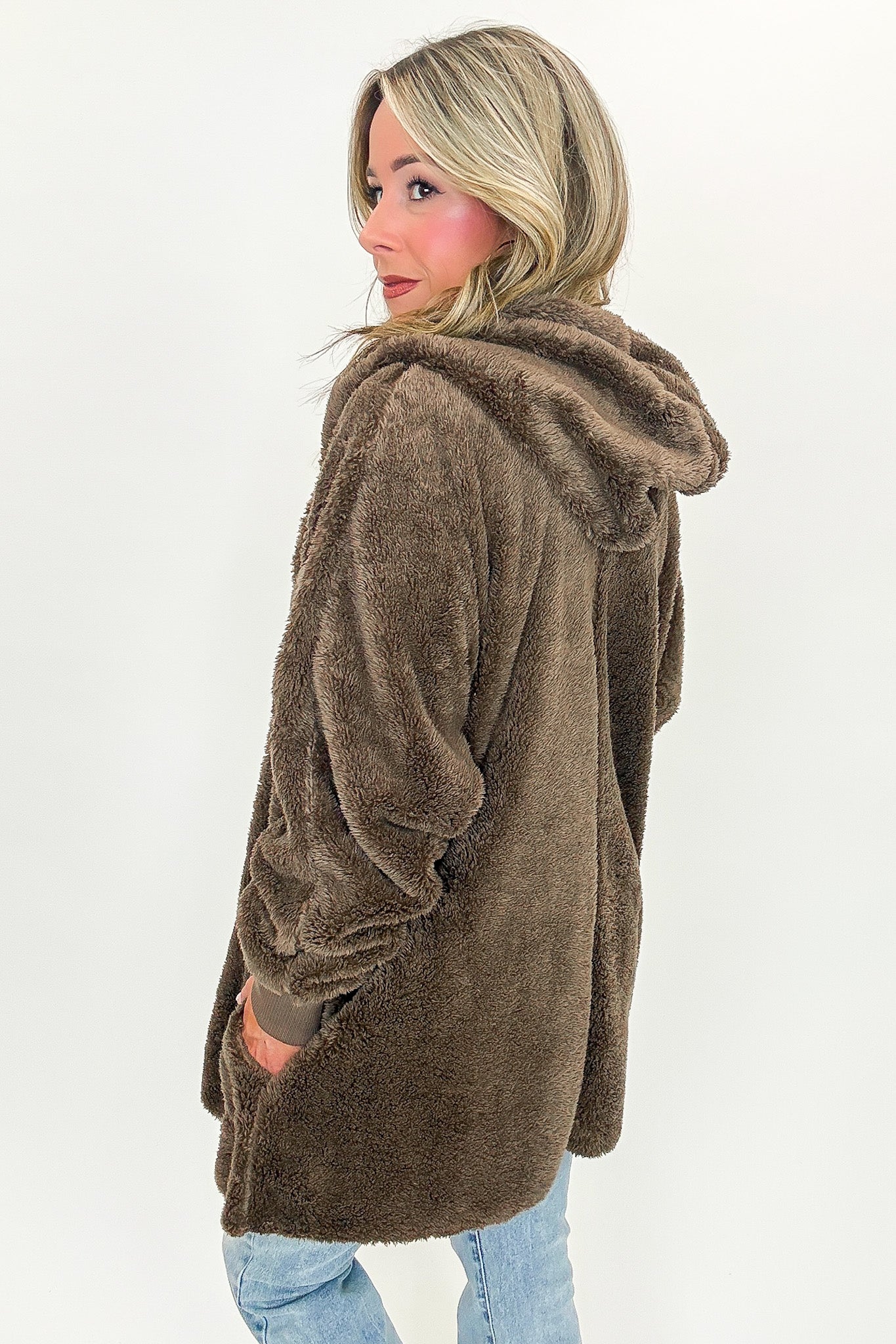 Cozy Crest Hooded Faux Fur Jacket