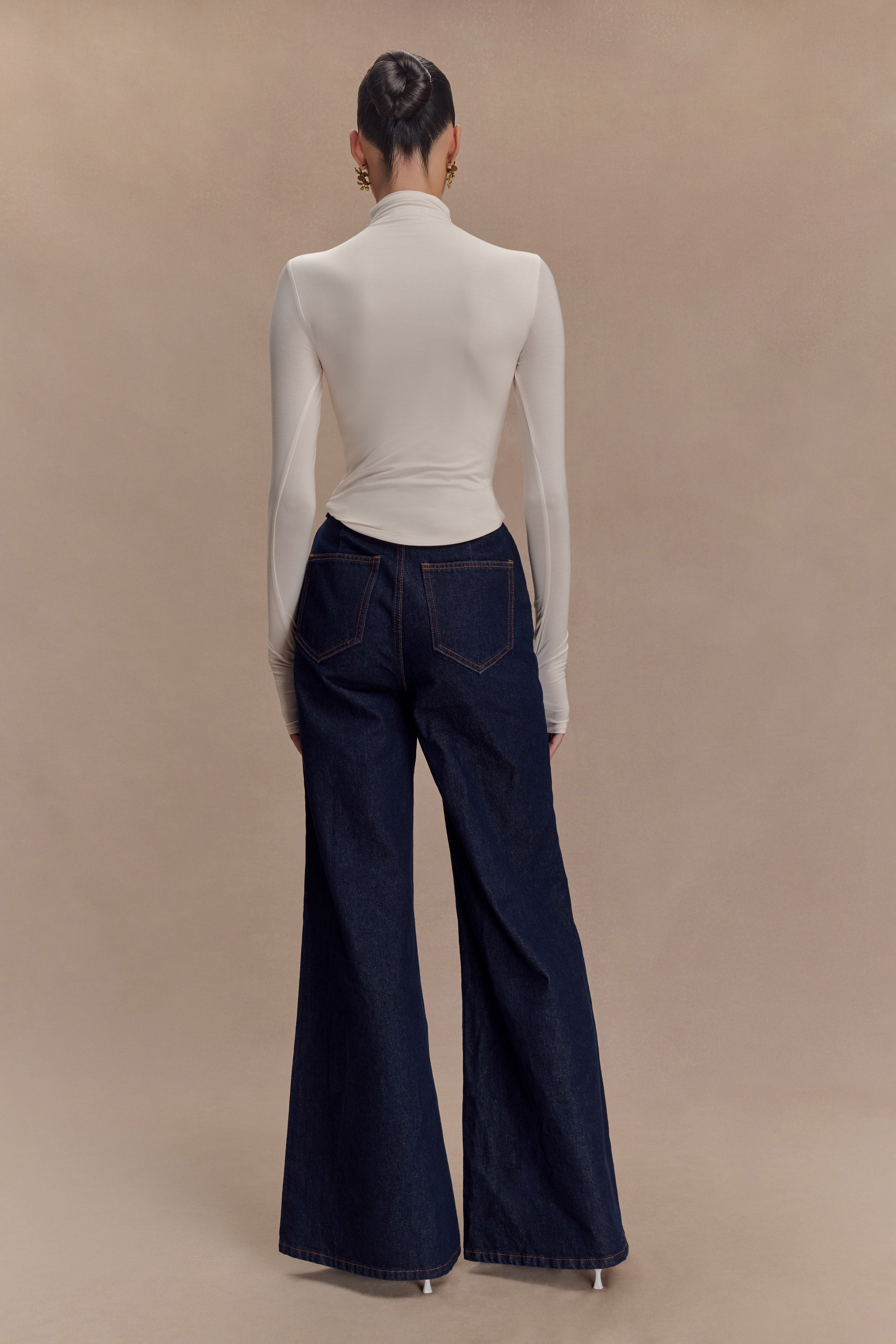 Ivory Modal Long Sleeve High Neck Top