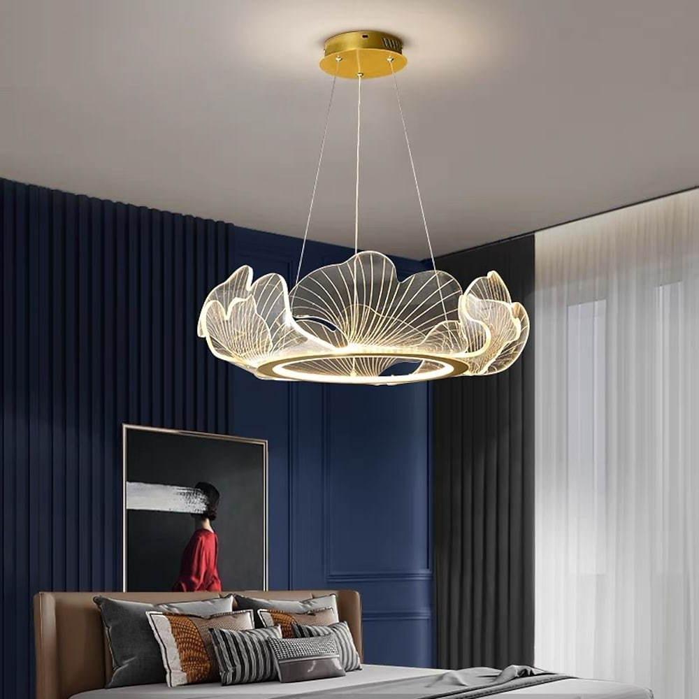 Decorous Leaf Shaped Design Office Chandelier Metal Acrylic Ceiling Light