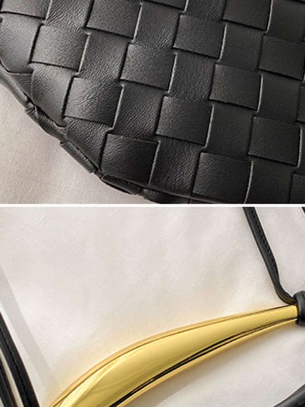 Geometric Split-Joint Woven Zipper Handbags Bags