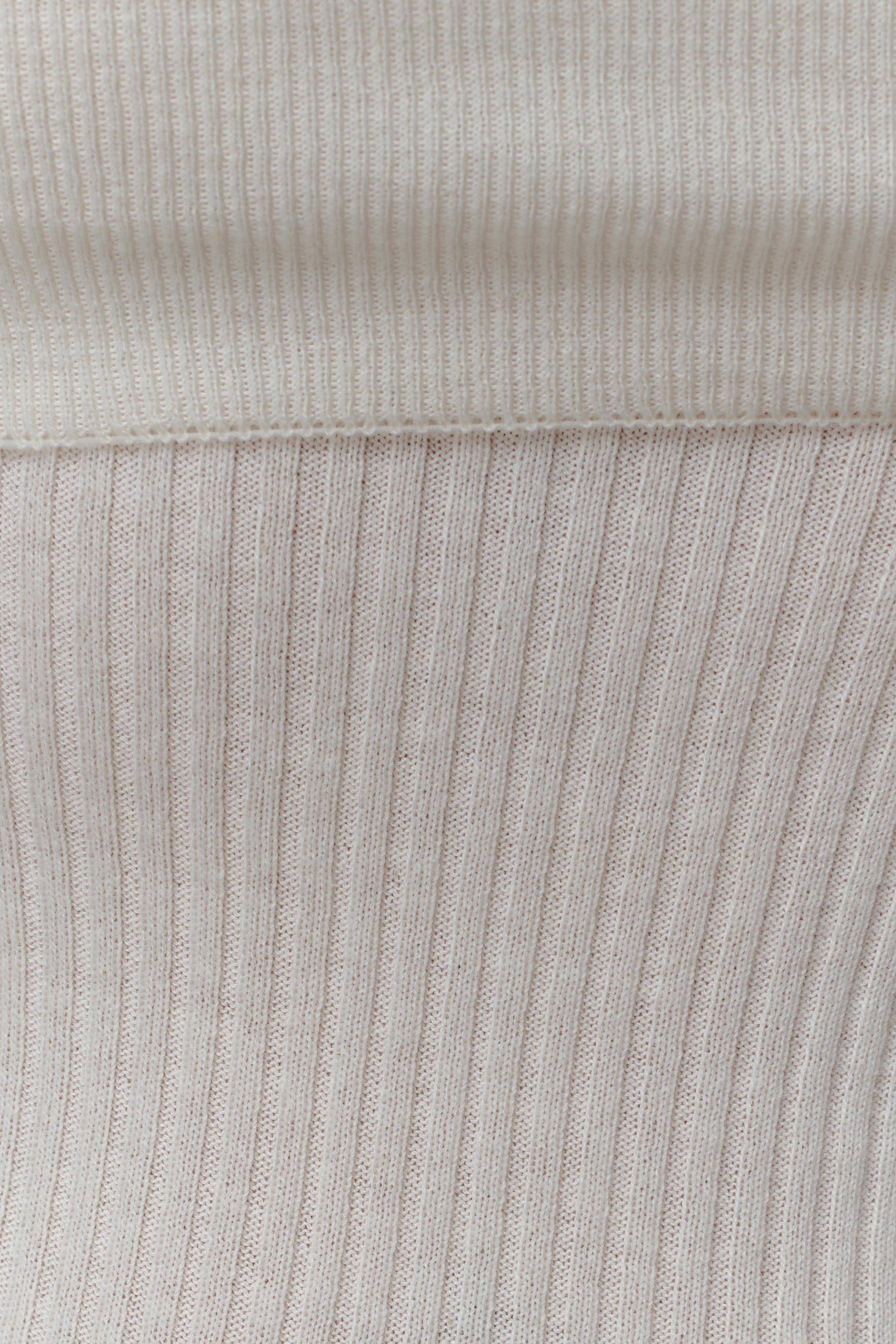 Ivory Asymetrical Cashmere Blend Long Sleeve Knit Top