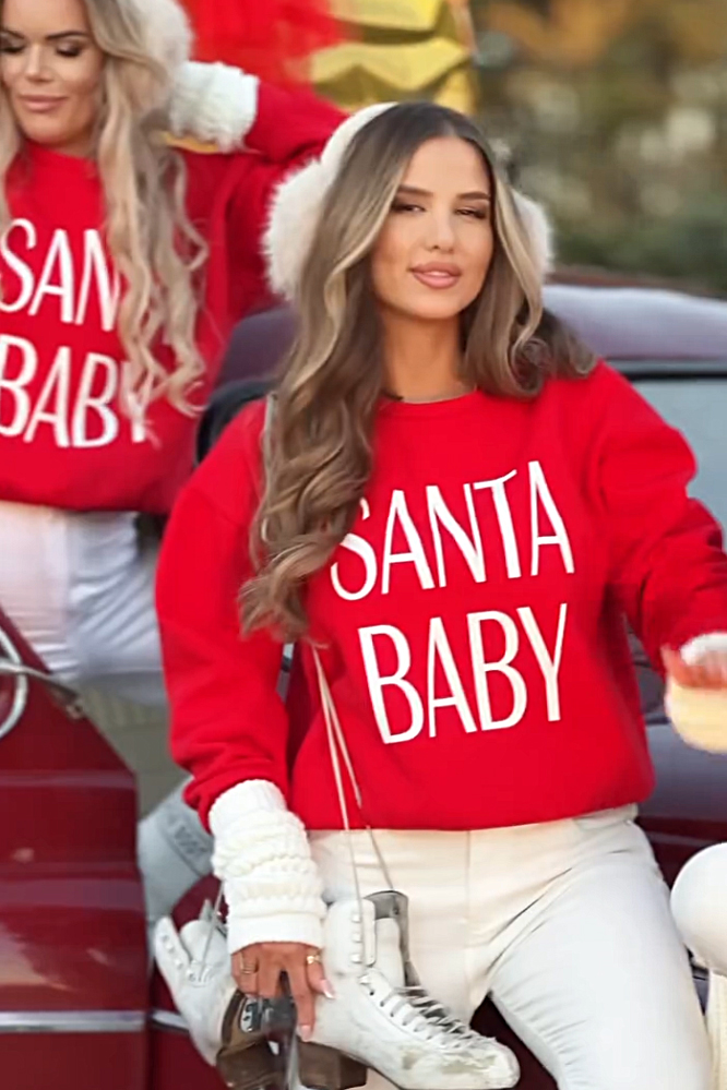 Christmas letter round neck sweater