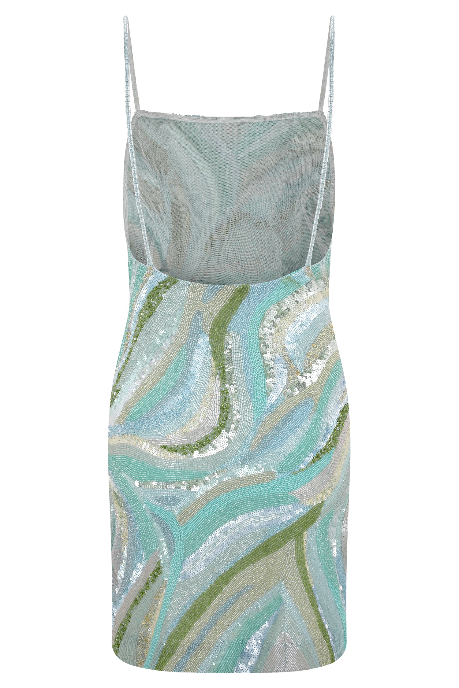 Print Hand Beaded Mini Dress