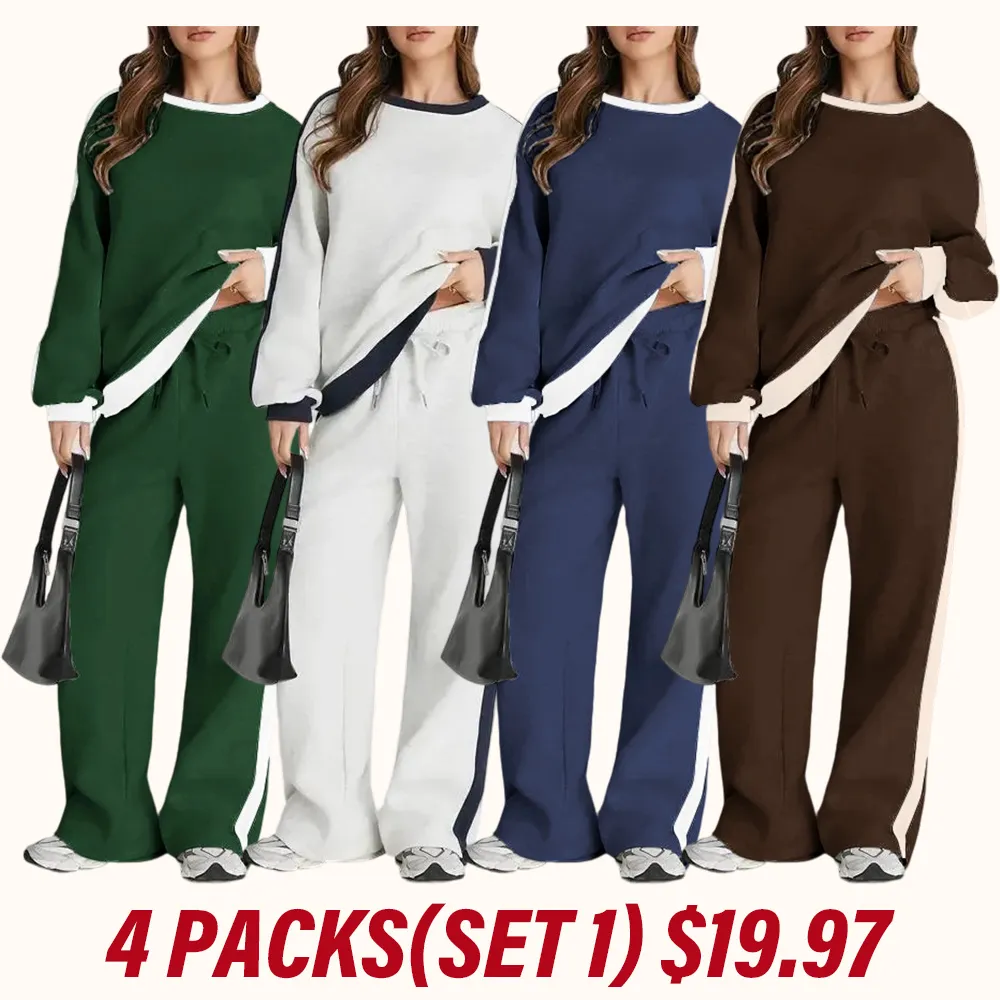 🔥6 PACKS $24🔥Women's 2 Piece Outfit Fleece Sweatsuit