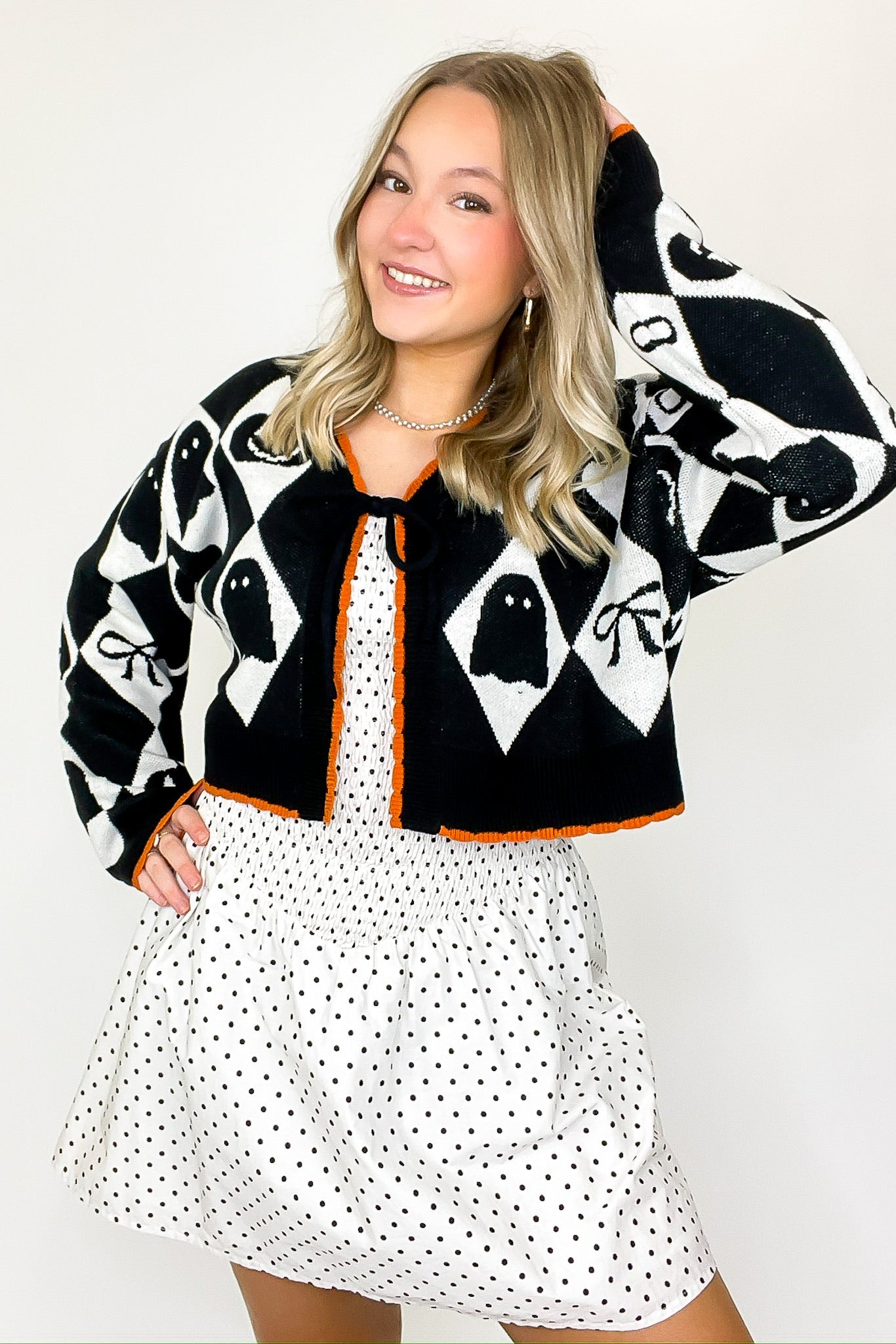 Ghoul Grid Argyle Knit Cardigan - FINAL SALE