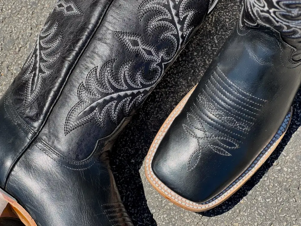 Men’s Black Pull Up Leather Boots With Black Shaft