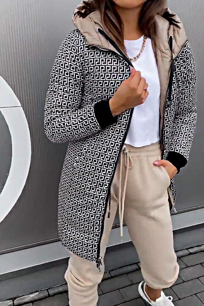 Women's fashionable reversible mid-length down jacket