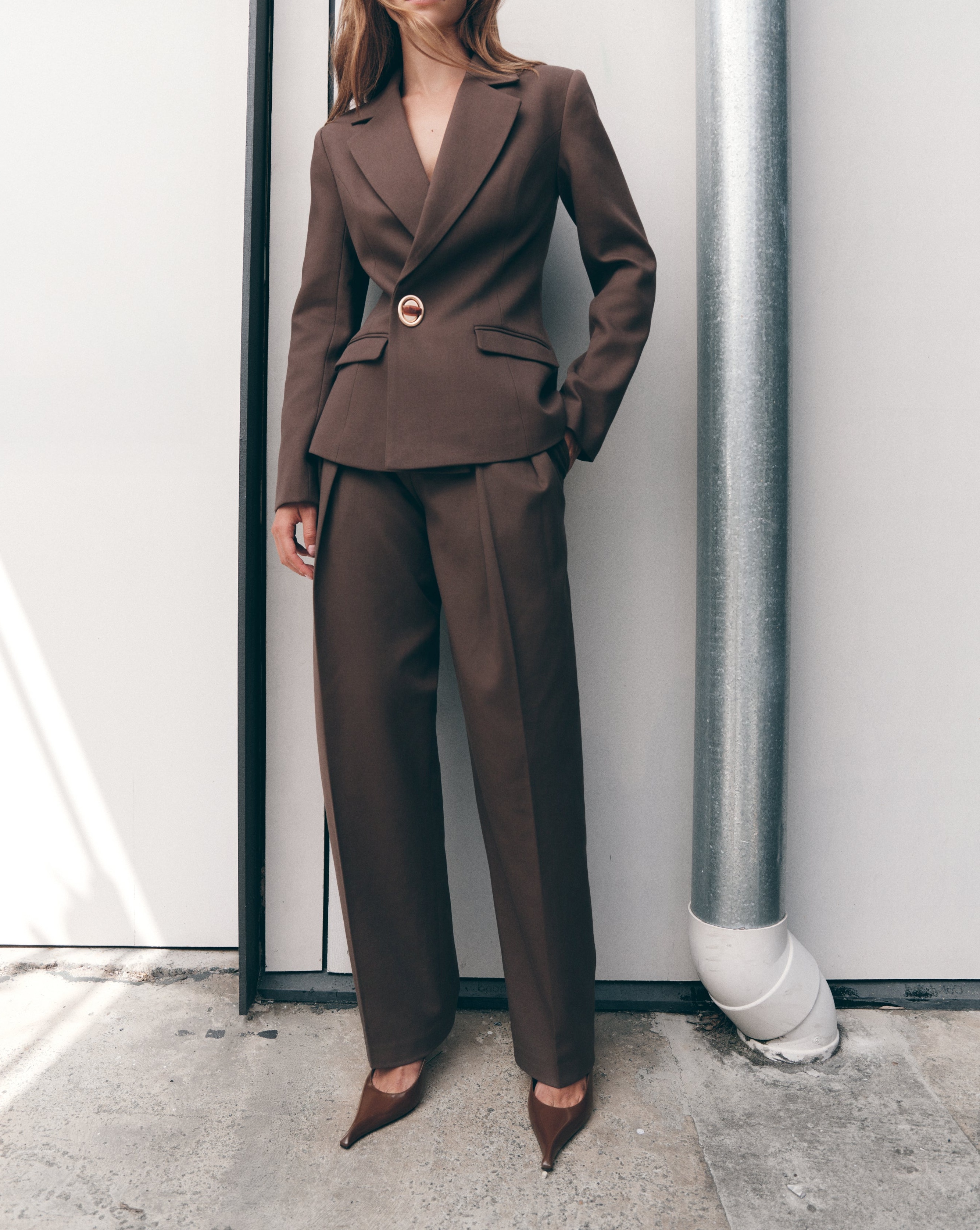 Chocolate Pleated High Waisted Pants