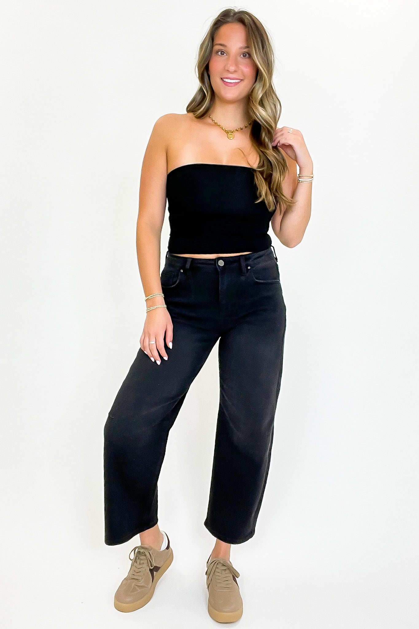 Ridgeway Mid Rise Fit Crop Wide Barrel Leg Jeans