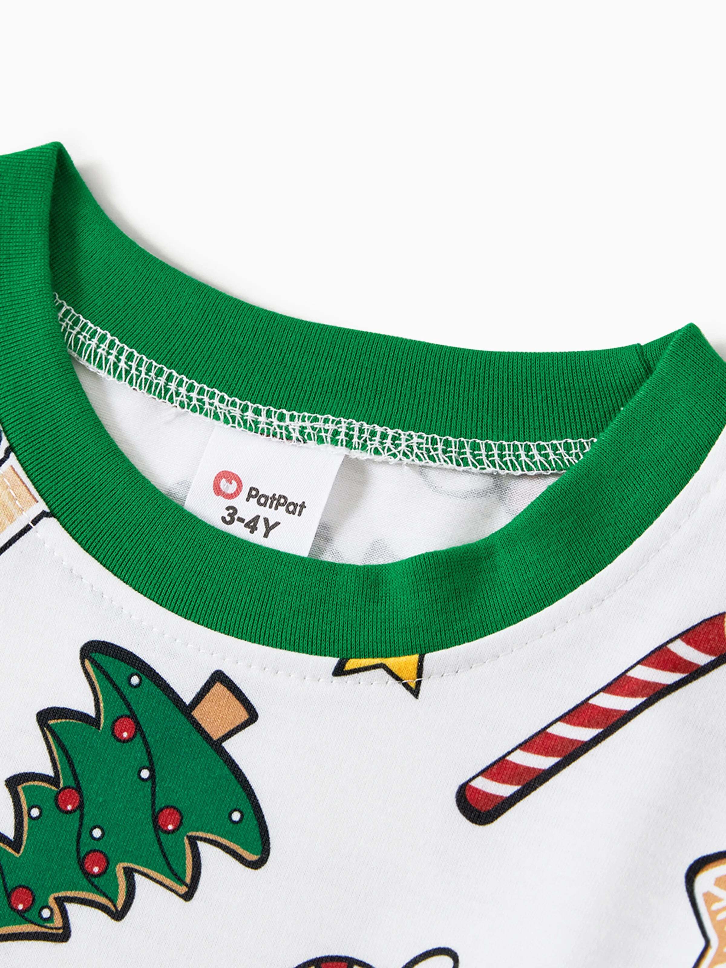 Gingerbread House Pajamas Matching Family Green Christmas PJs Sets with Christmas Socks Multi-color