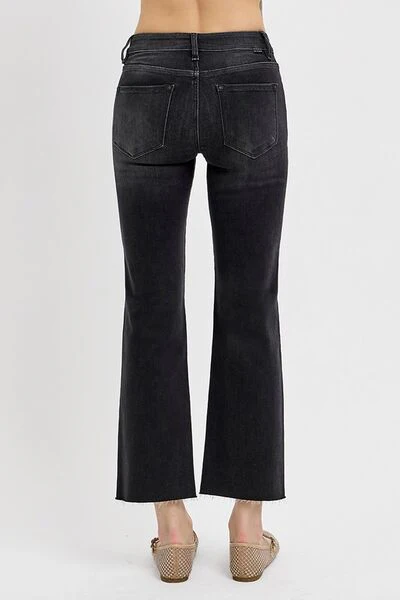 Tummy Control Mid Rise Crop Straight Jeans
