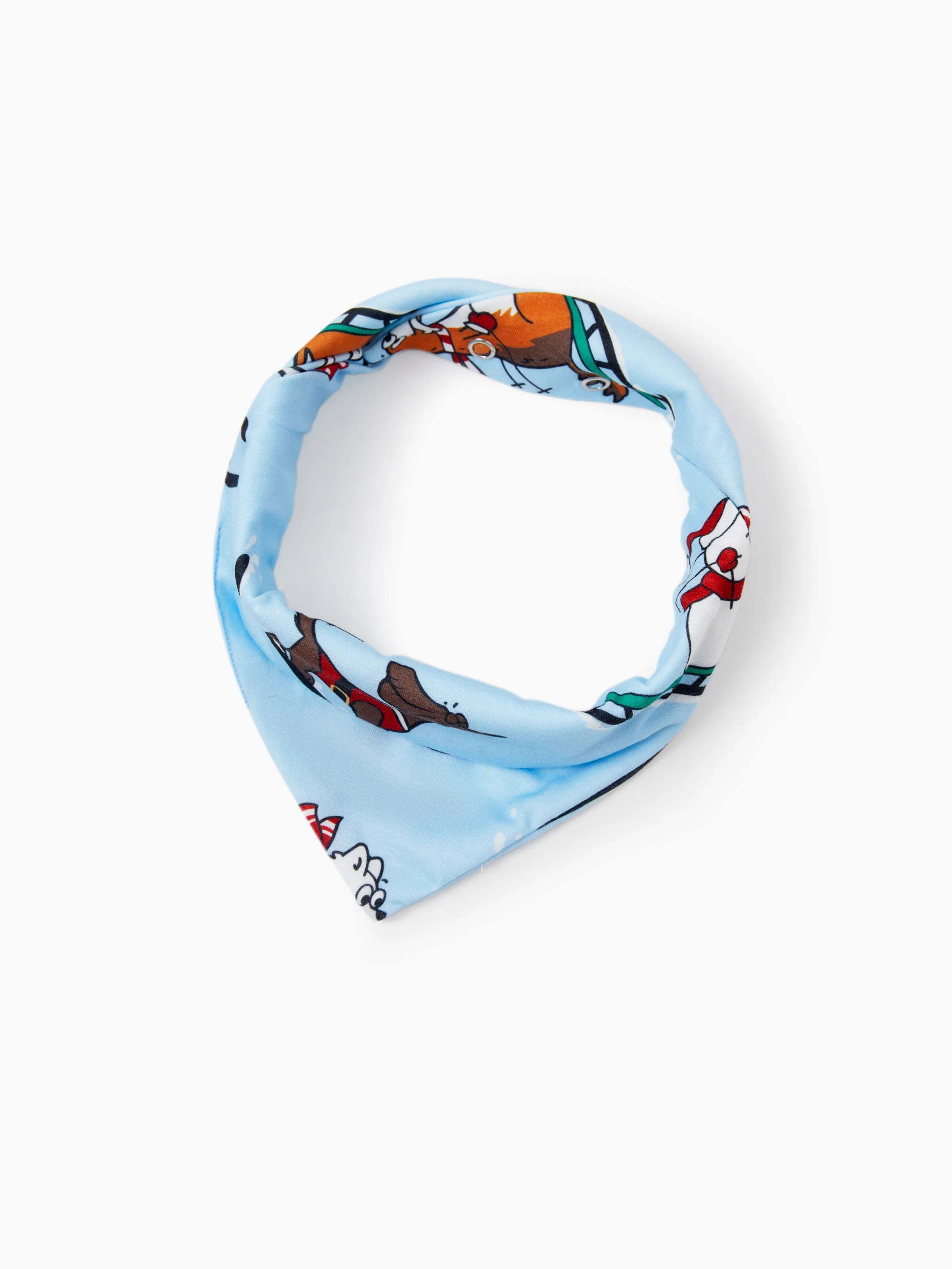 Christmas Matching Family Pajamas Set Sled Dogs Print PJS with Christmas Socks Blue