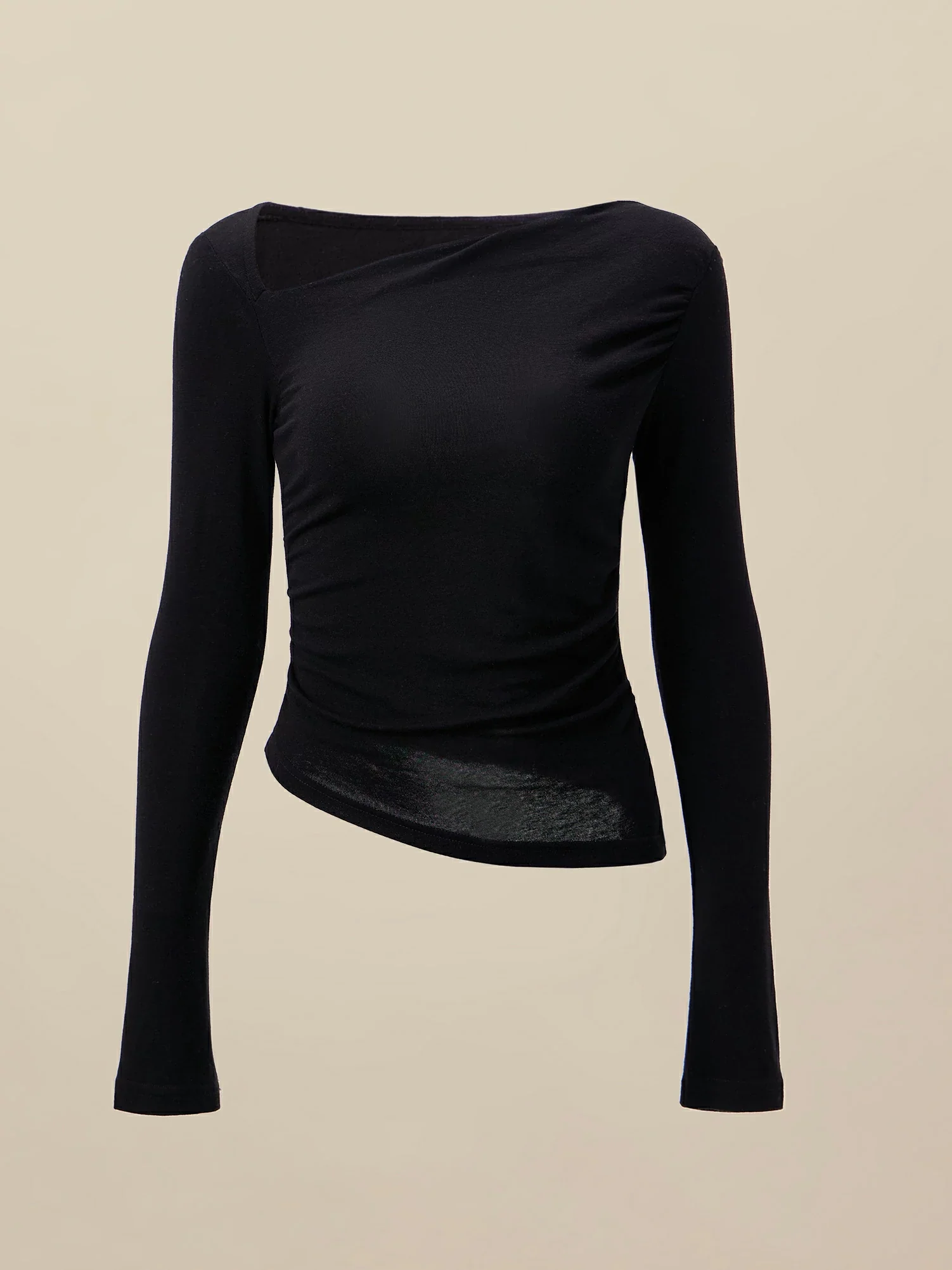 Irregular Neck Slanted Shoulder T-Shirt