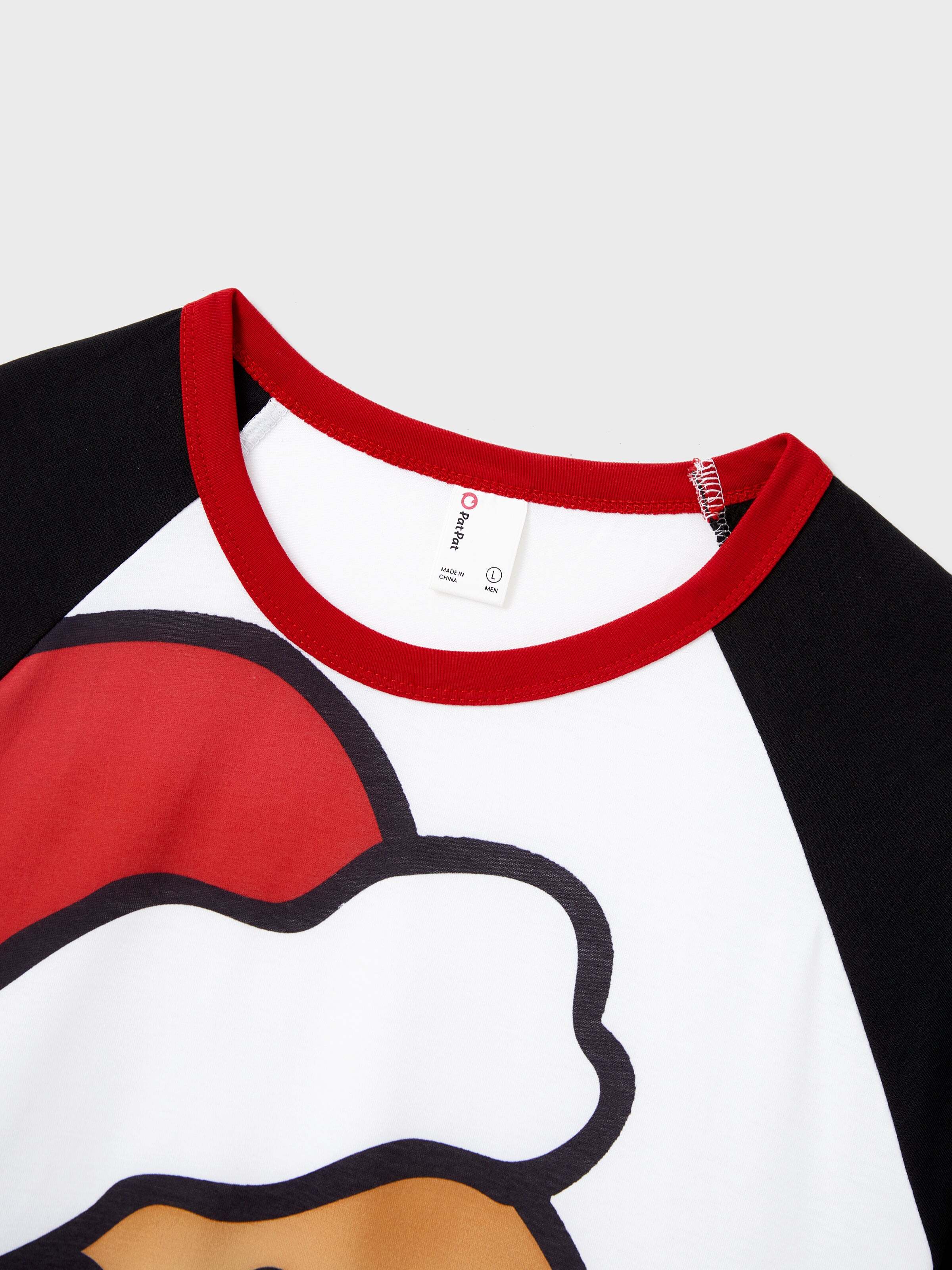 Christmas Family Matching Raglan Sleeves Gingerbread Man Pajamas Sets with Drawstring and Pockets with Christmas Socks red/black