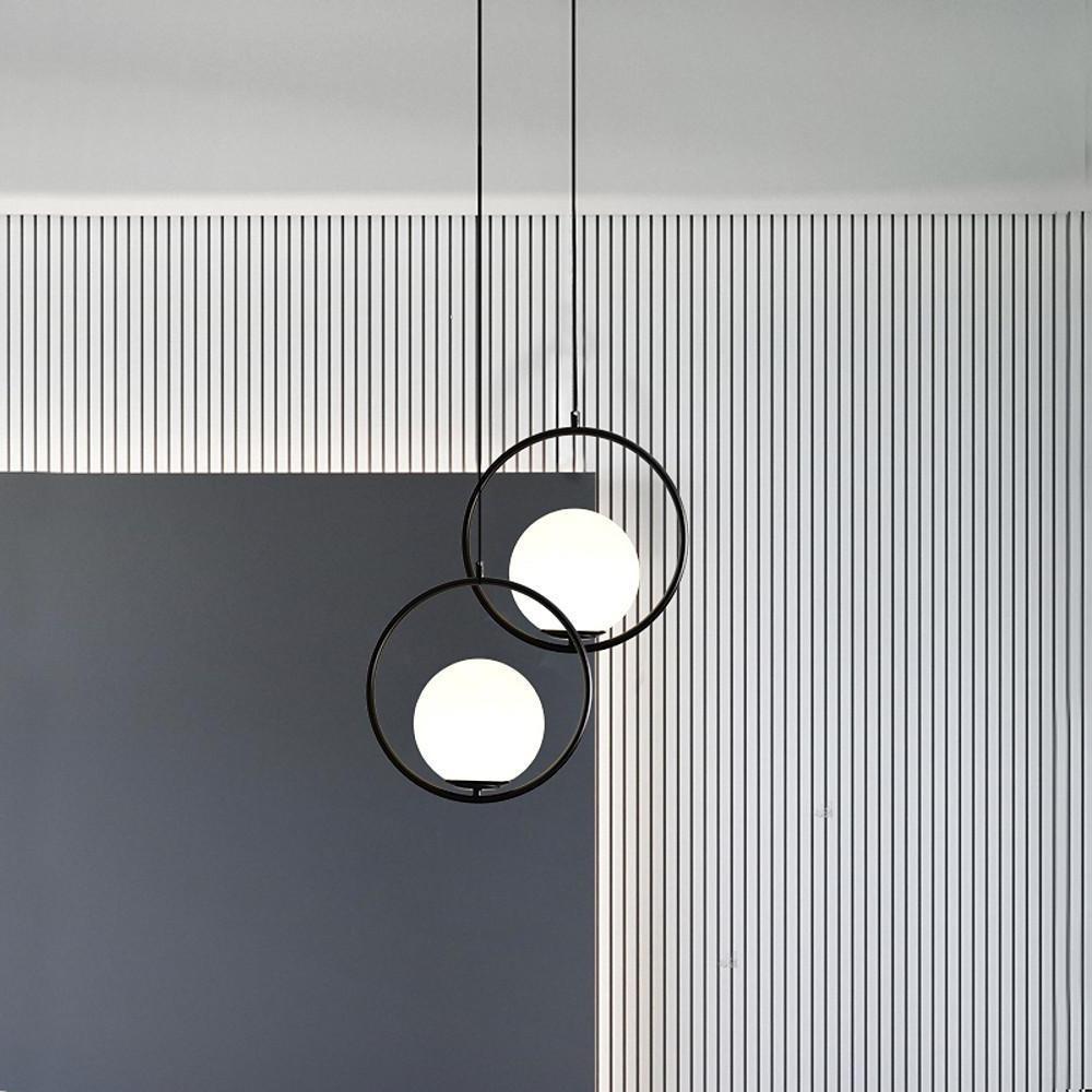 Ring Circle Globe Metal Glass Pendant Light Modern Pendant Lighting