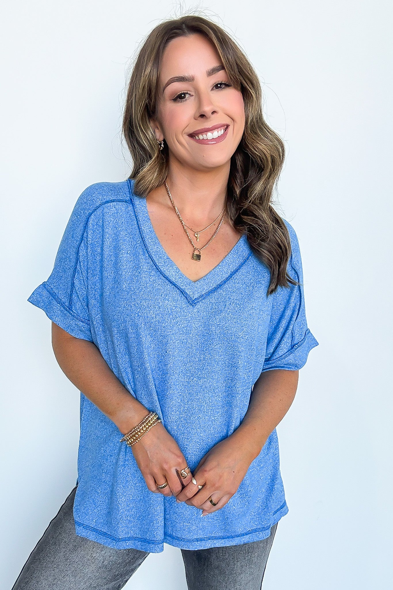 Sunday Morning V-Neck Hacci Knit Tee