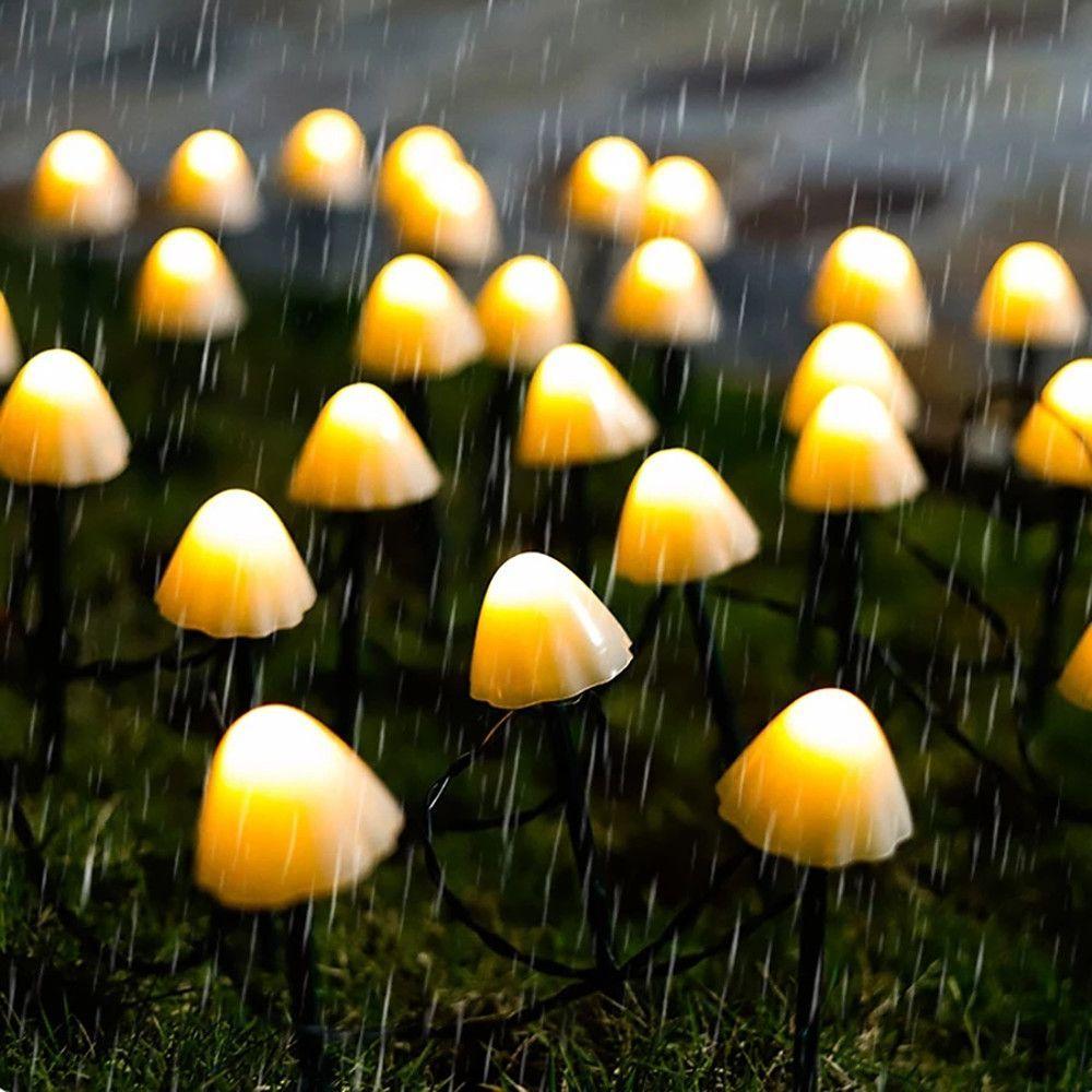 Small Mushroom Waterproof LED RGB Solar Lights Outdoor String Lights