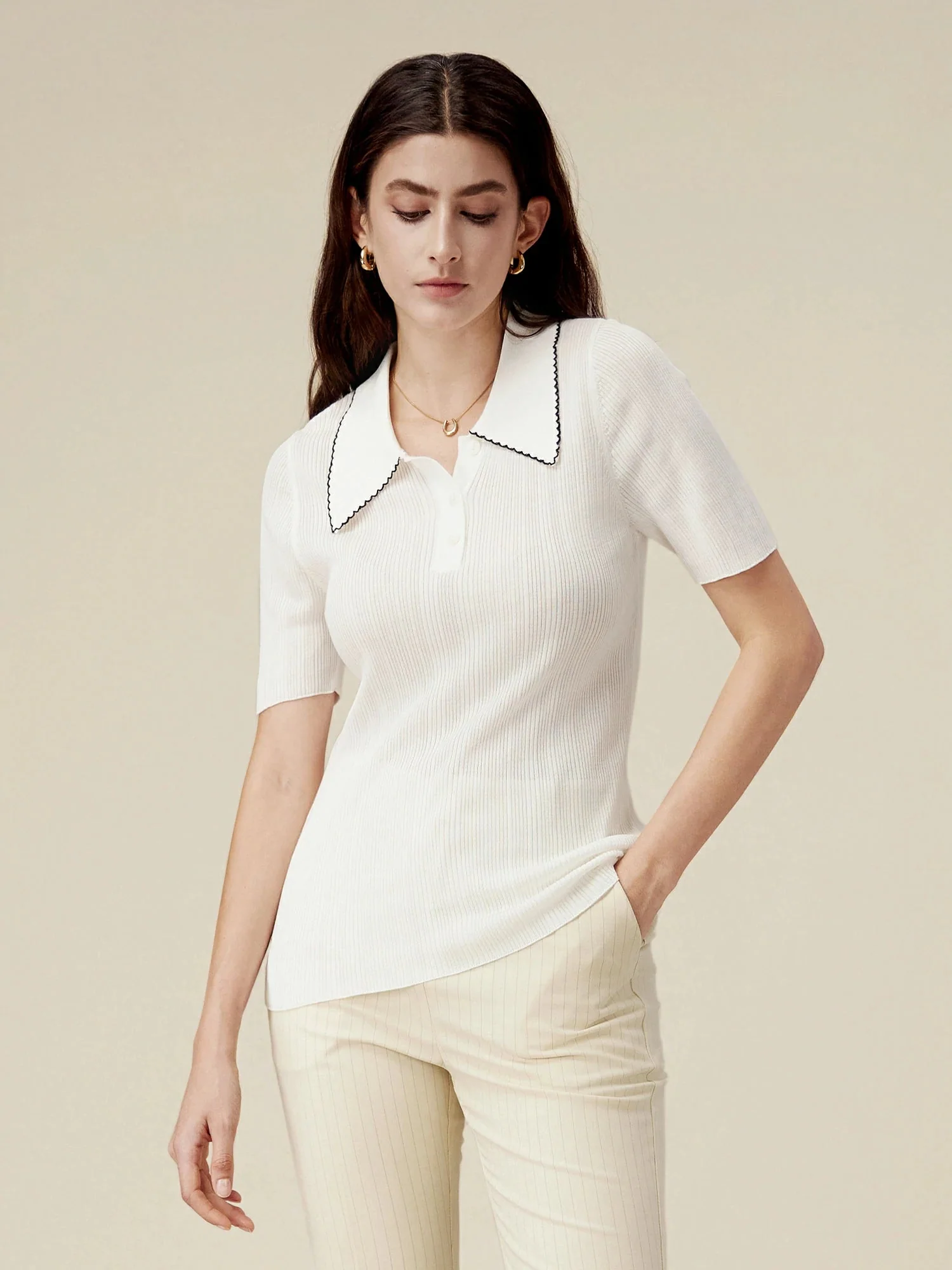 100% Lyocell Slim-Fit Knit Top