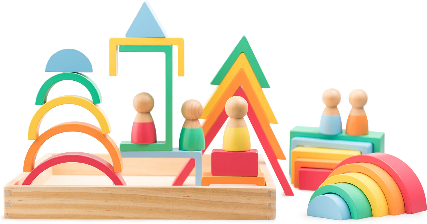 Rainbow Wooden Blocks Set