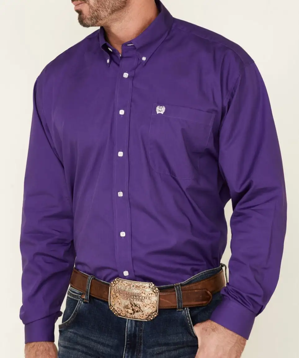 Men’s Cinch Solid Purple Long Sleeve Button Down Shirt