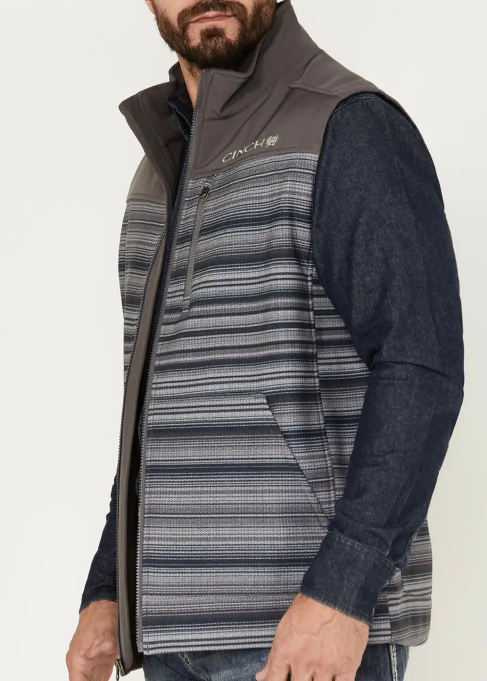 Cinch Men’s Grey Striped Vest