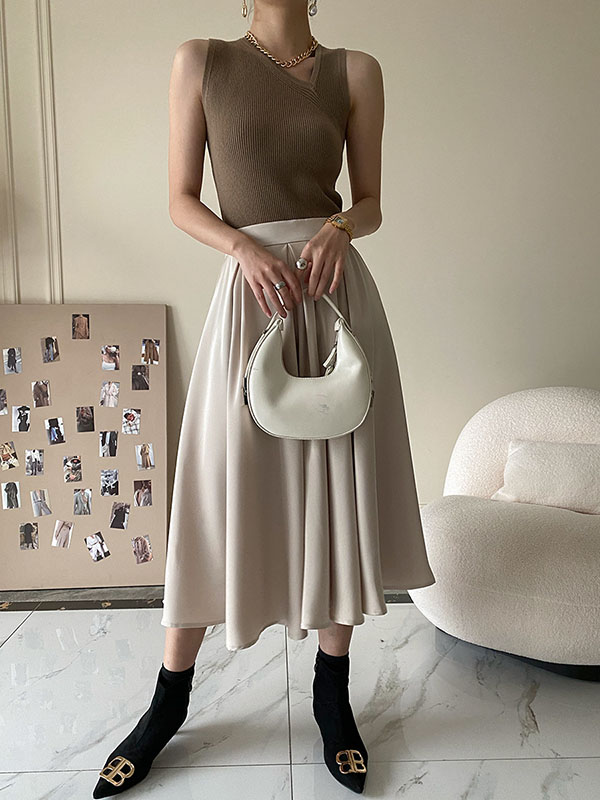 Asymmetric Solid Color Sleeveless V-Neck Vest Top