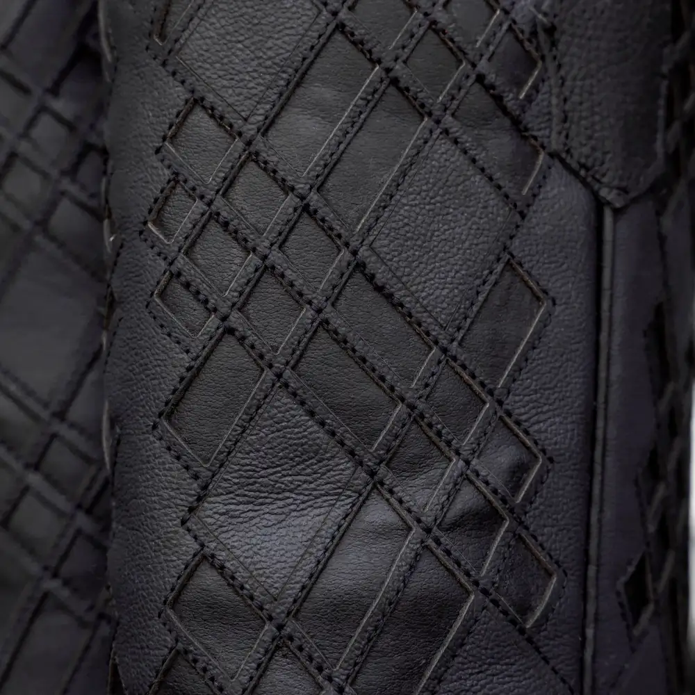 Black Basketweave Leather Boots - Square Toe