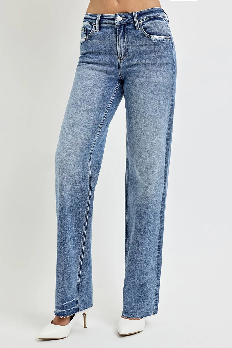 Full Size High Rise Straight Leg Jeans with Pockets