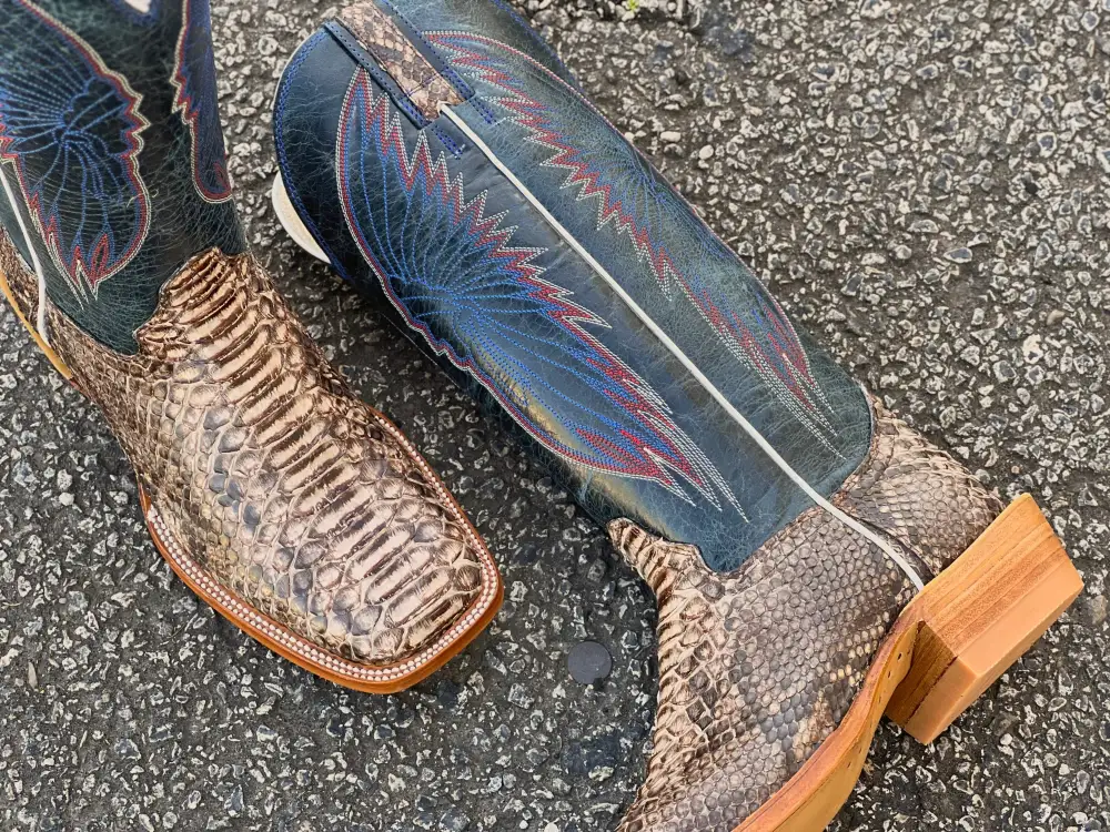 Men’s Genuine Orix Color Python With Dark Blue Shaft