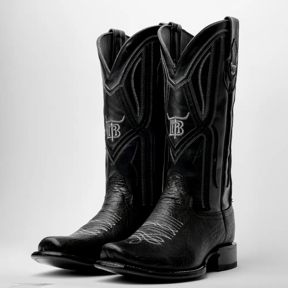 Genuine Black Bull Shoulder Boots - Cutter Toe