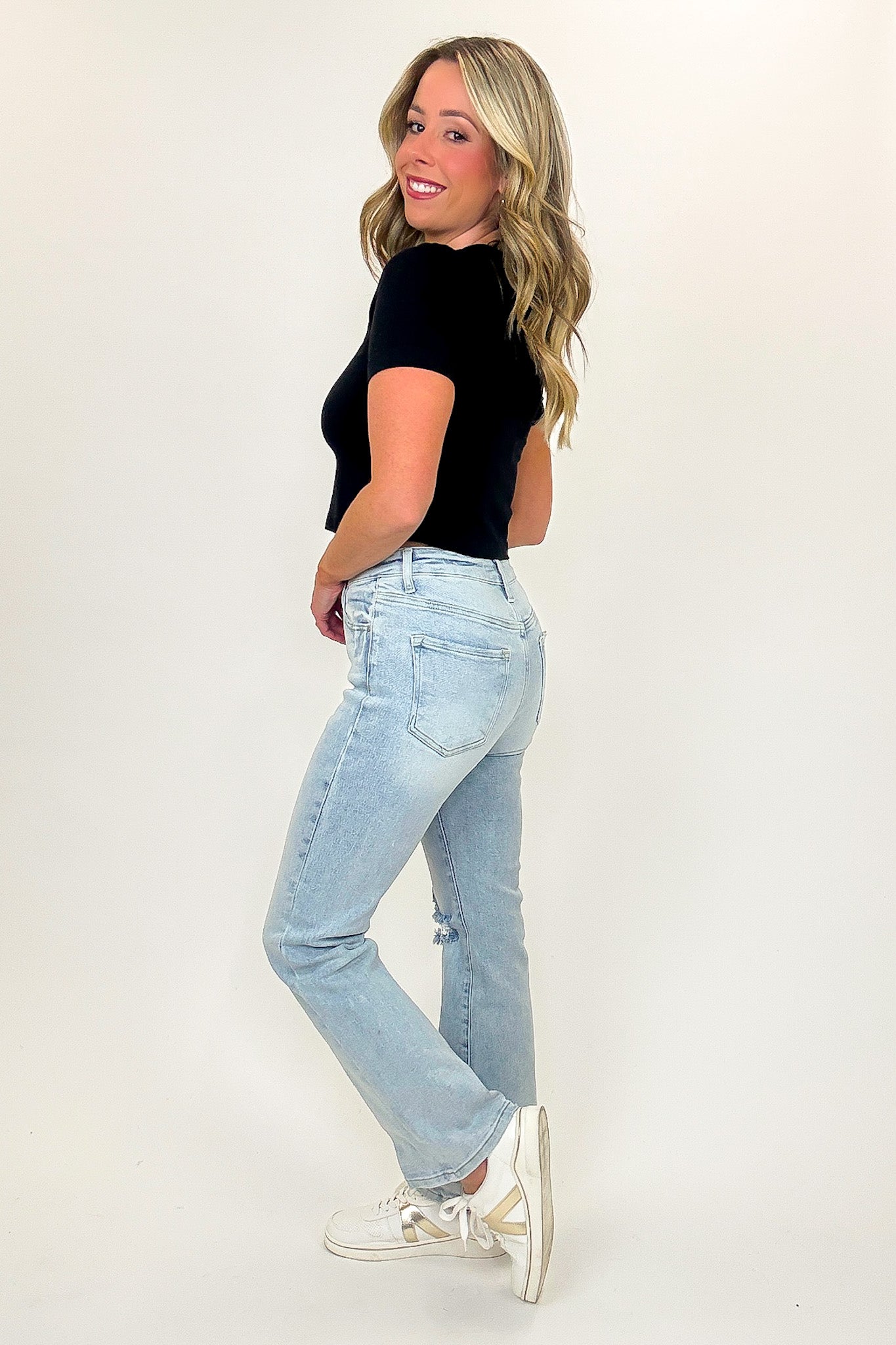 High Rise Crop Flare Jeans