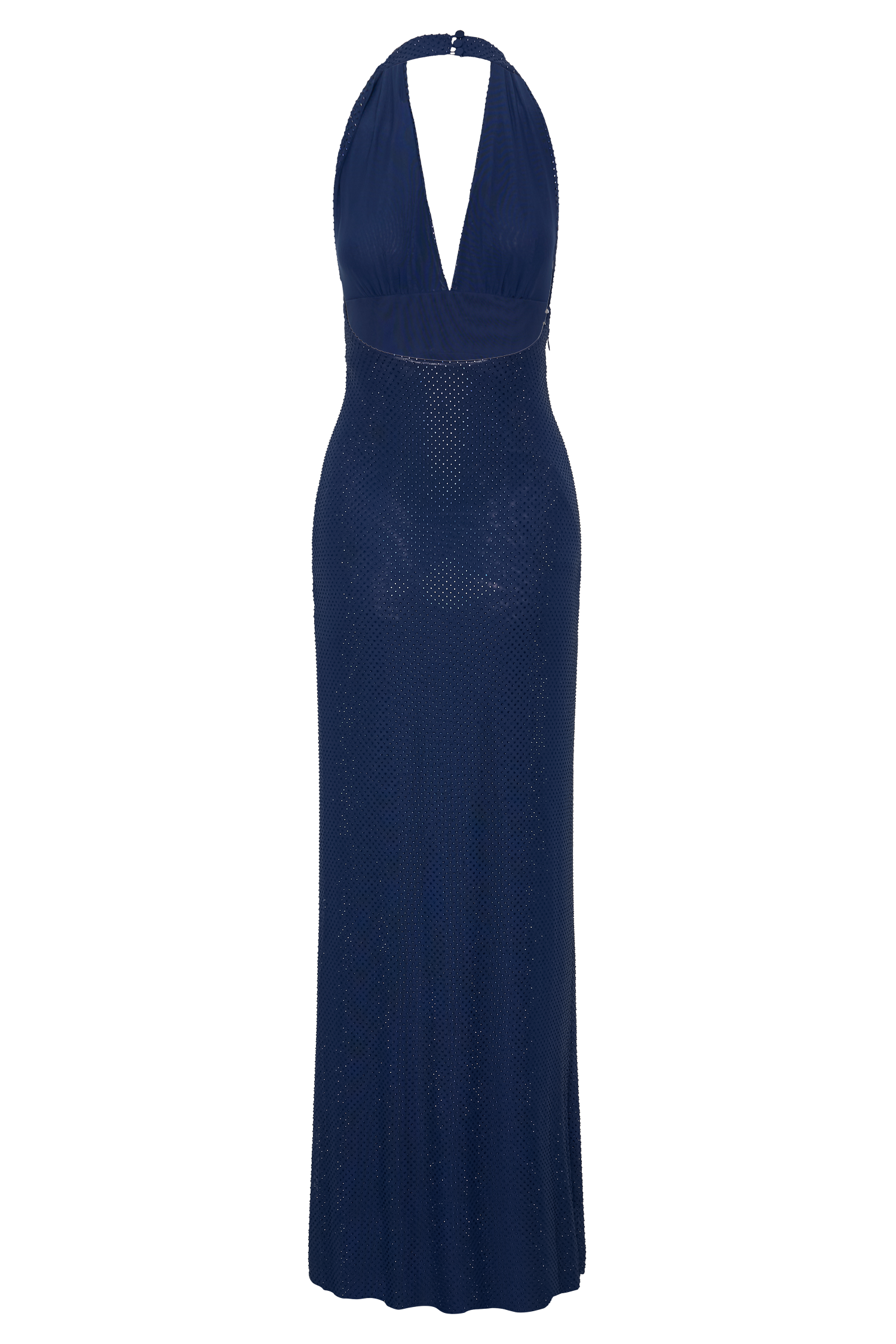 Navy Halter Neck Diamante Maxi Dress