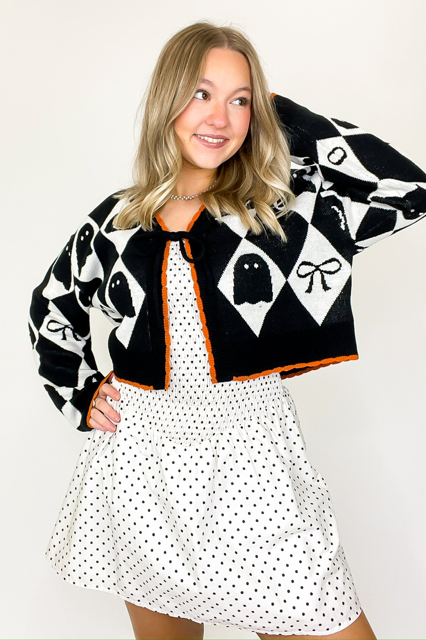 Ghoul Grid Argyle Knit Cardigan - FINAL SALE