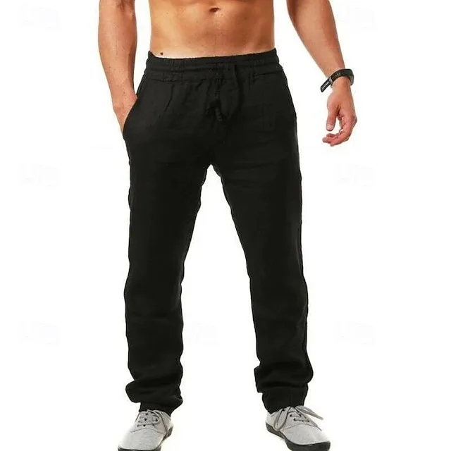 Men's Slim Fit Micro-Elastic Linen Trousers