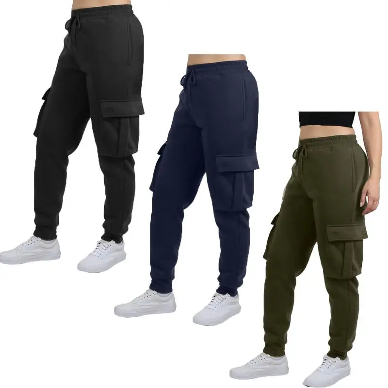 3-Pack Women's Fleece Lined Cargo Jogger Sweatpants