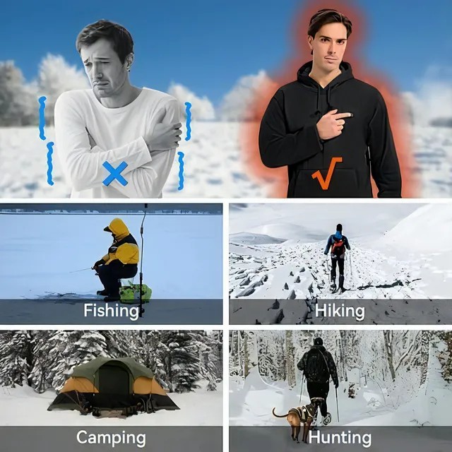 Men’s Smart Heated Hoodie with 5-Zone Heating & Adjustable Temperature