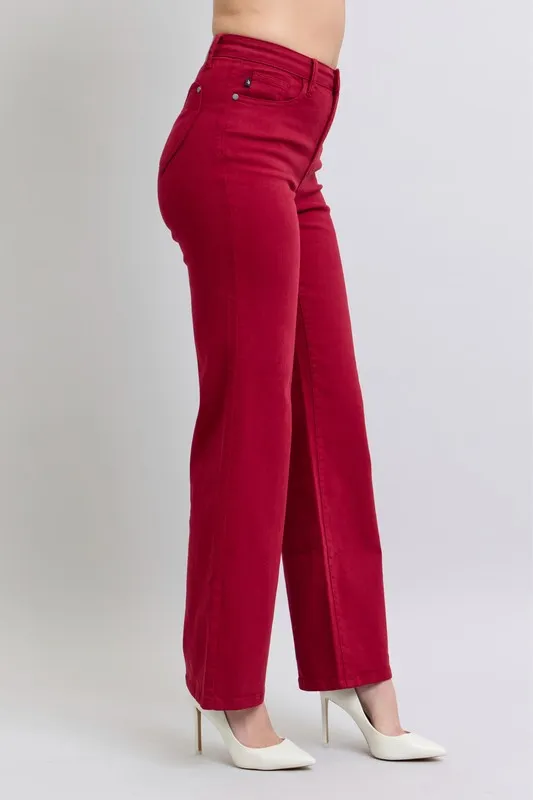 Blue Full Size High Waist Heart Shaped Back Pockets 90's Straight Jeans Plus Size