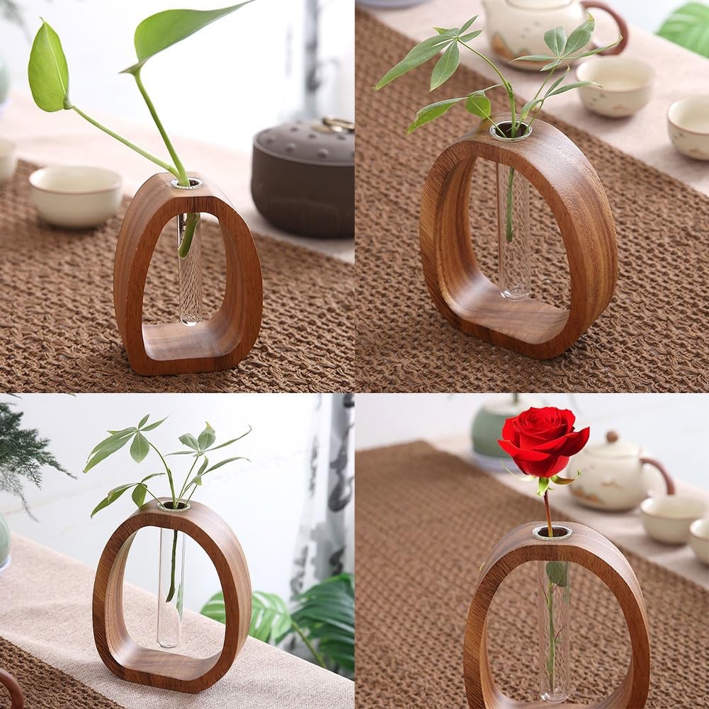 Solid Wood Glass Vase