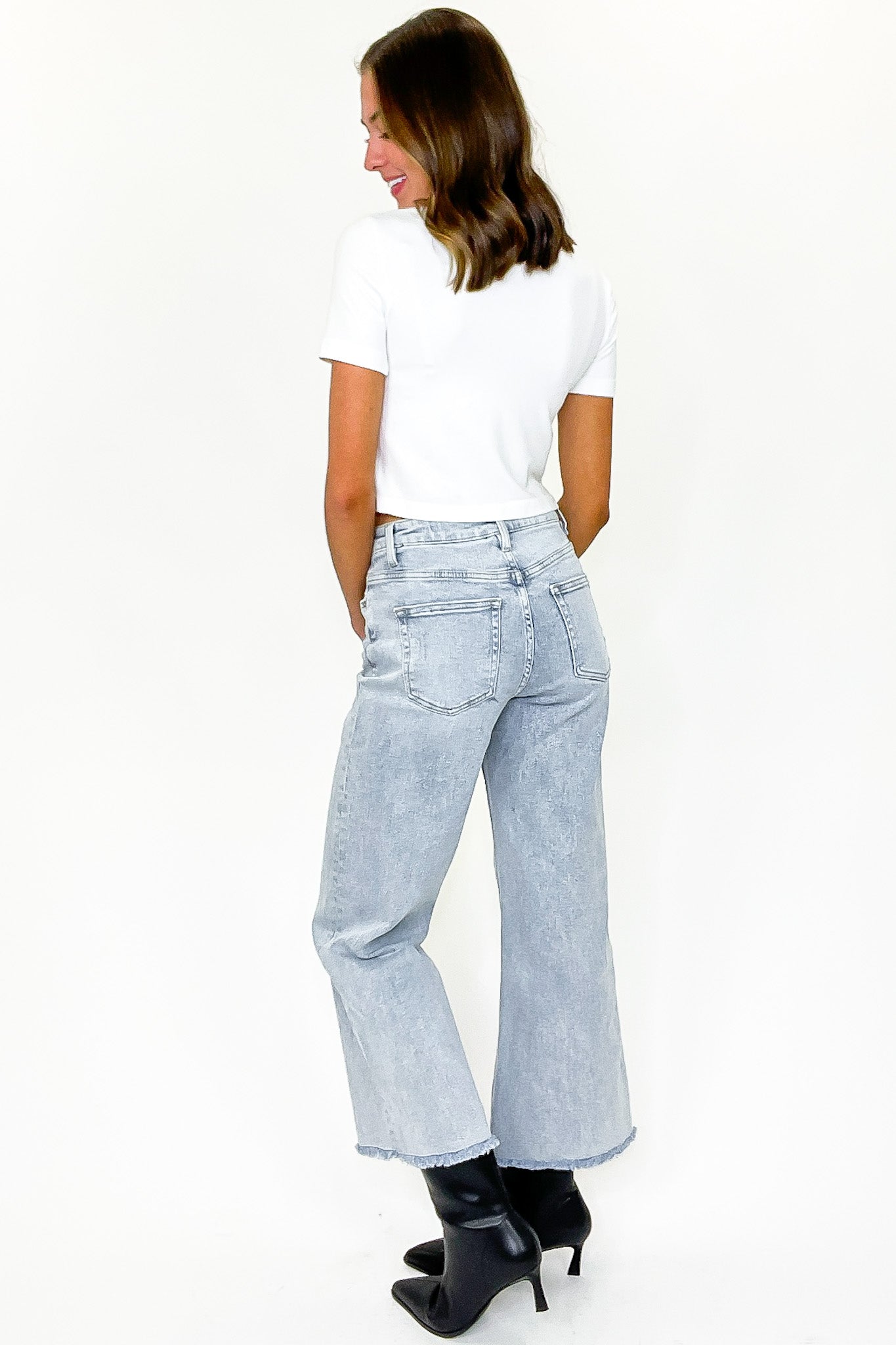 Summit High Rise Ankle Wide Leg Jeans