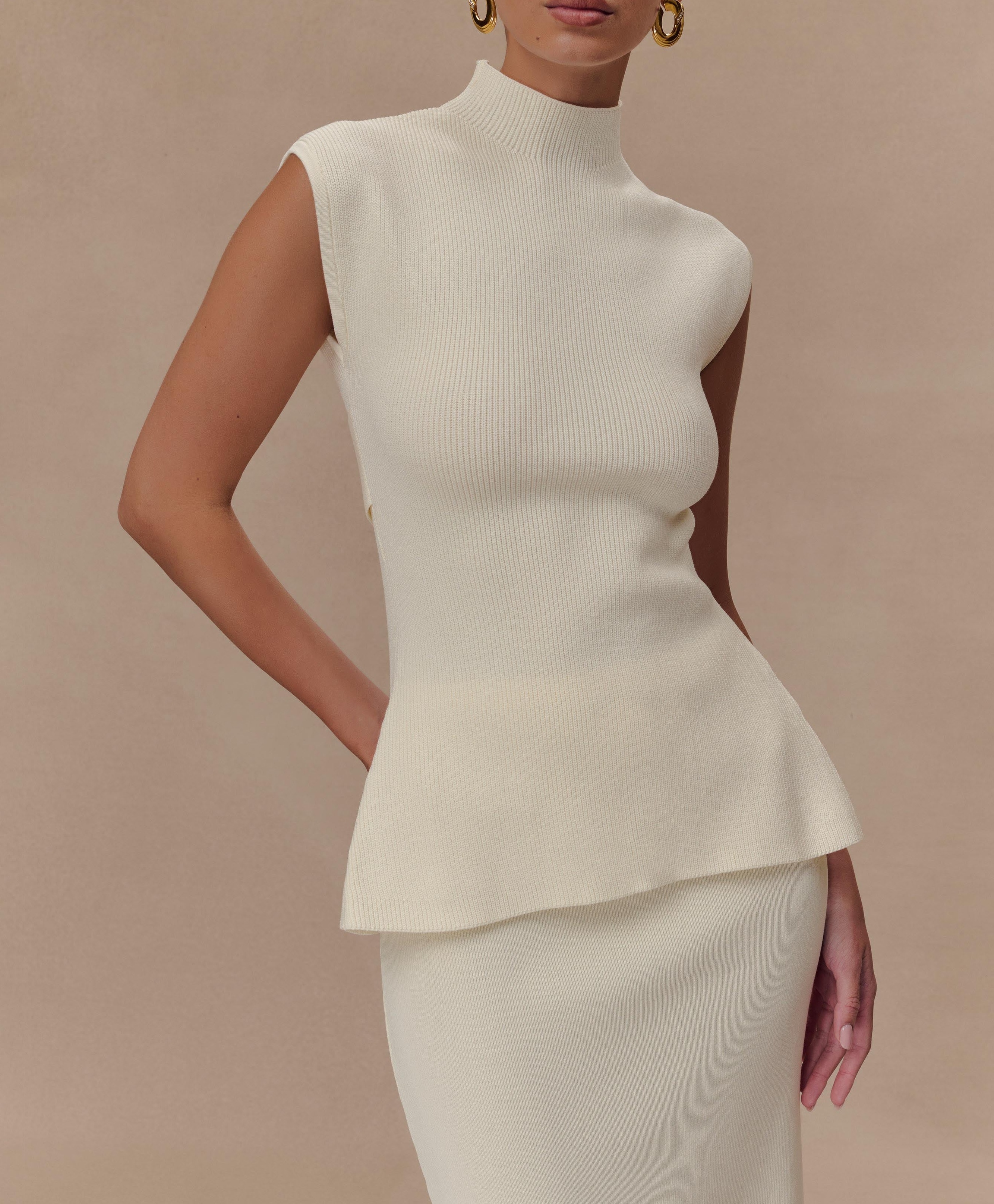 Ivory Knit Open Back Top