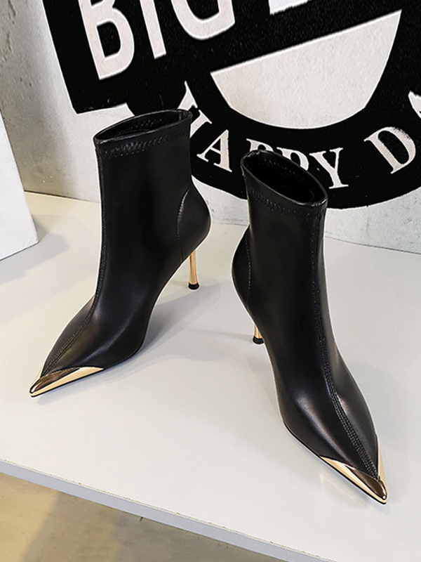 Pointed-Toe Split-Joint Pumps Boots