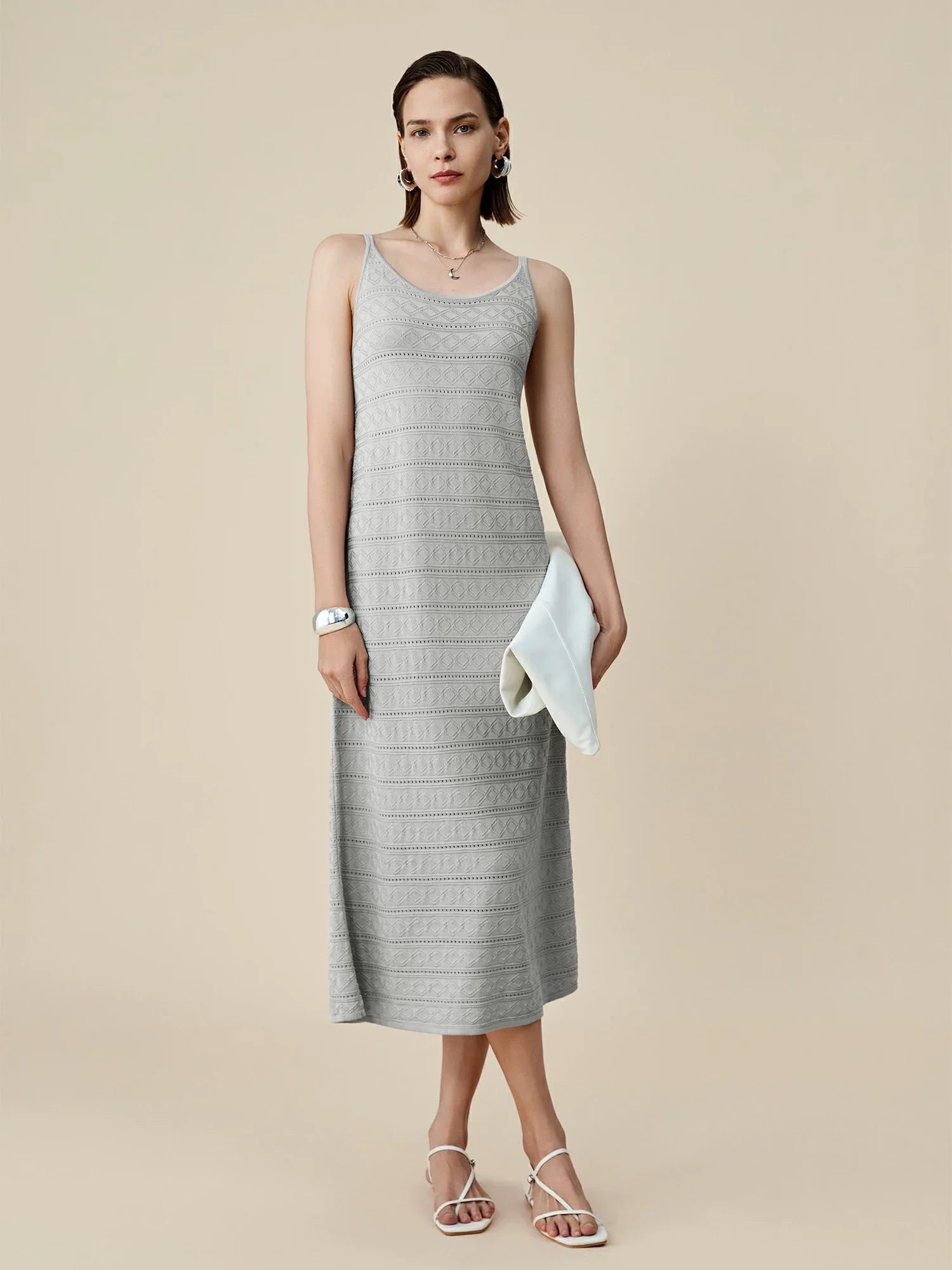 100% Lyocell Round Neck Camisole Knitted Dress