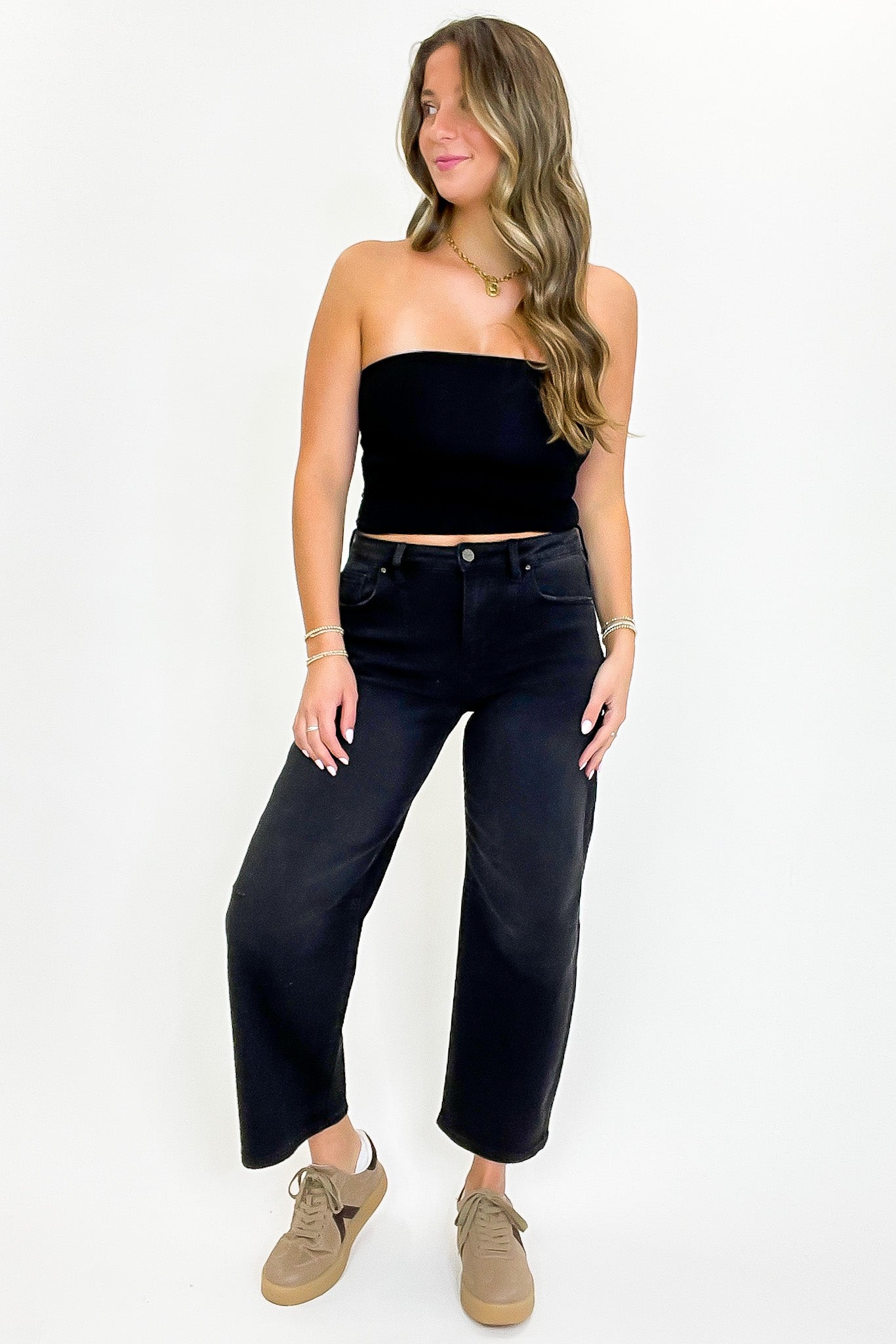 Ridgeway Mid Rise Fit Crop Wide Barrel Leg Jeans