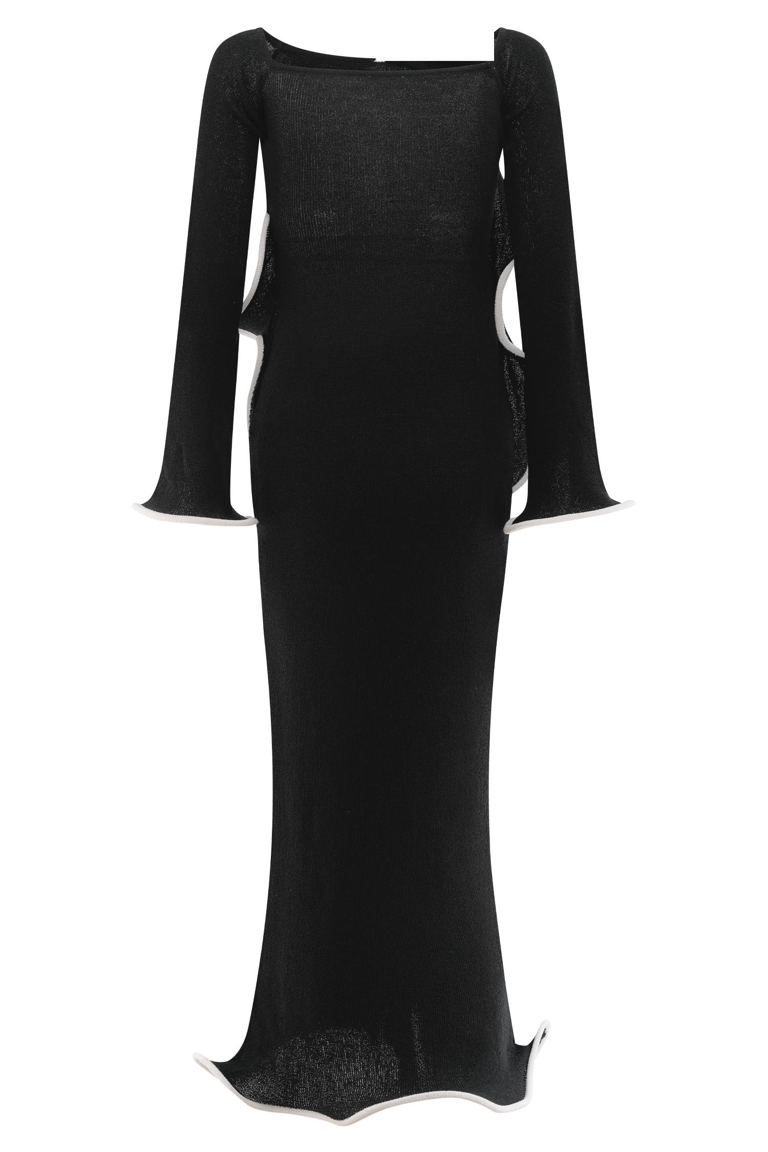 Black/white Off Shoulder Knit Maxi Dress