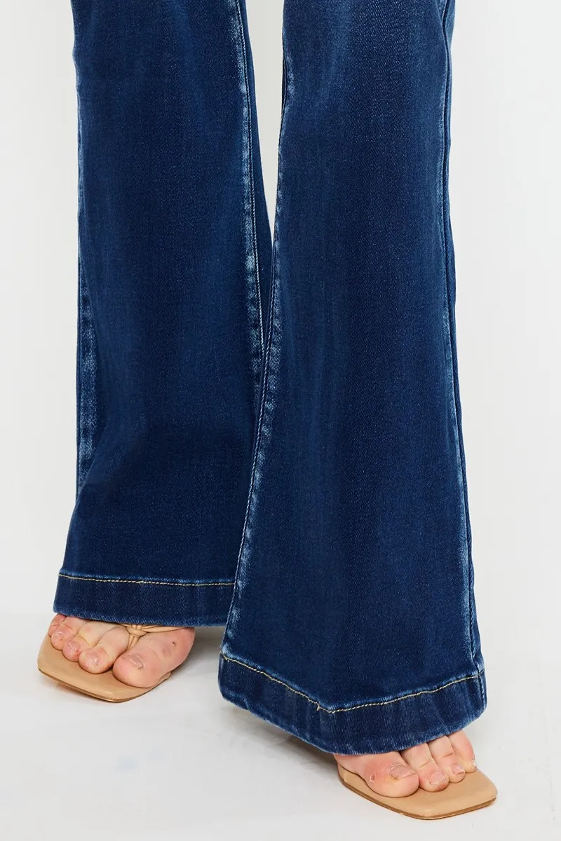 Button Fly High Rise Flare Jeans
