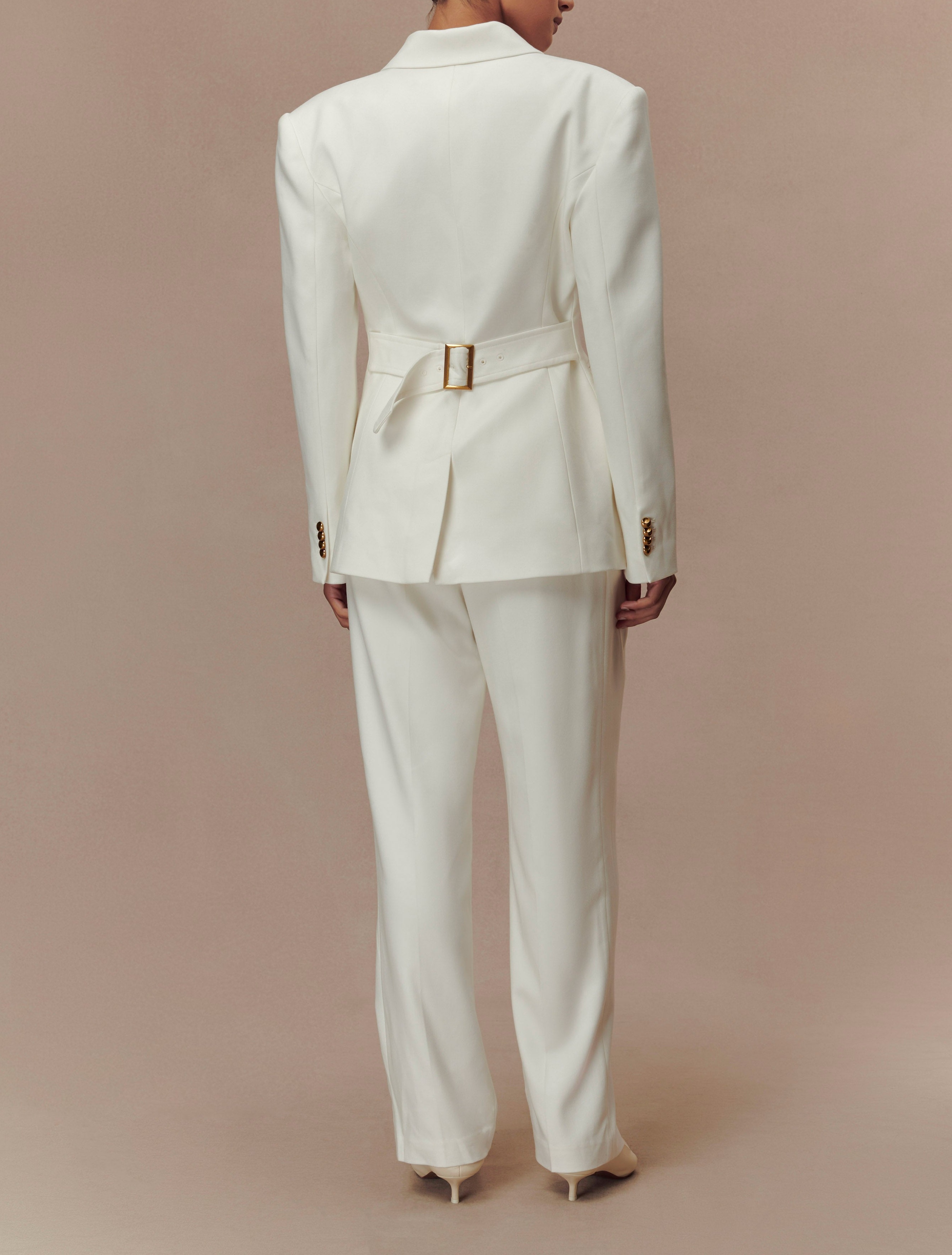 Ivory Pleated High Waisted Pants