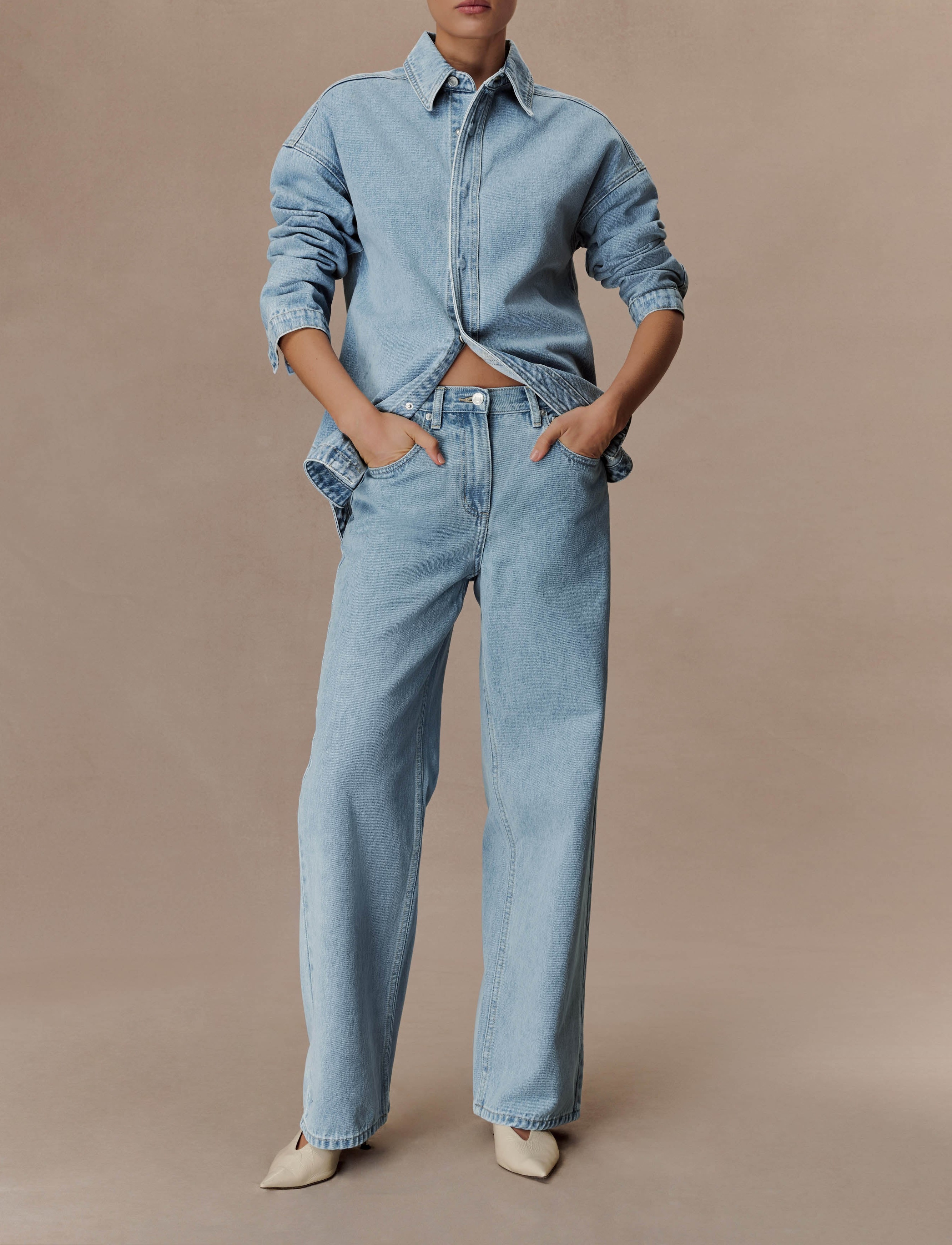 Blue Mid Rise Denim Jeans