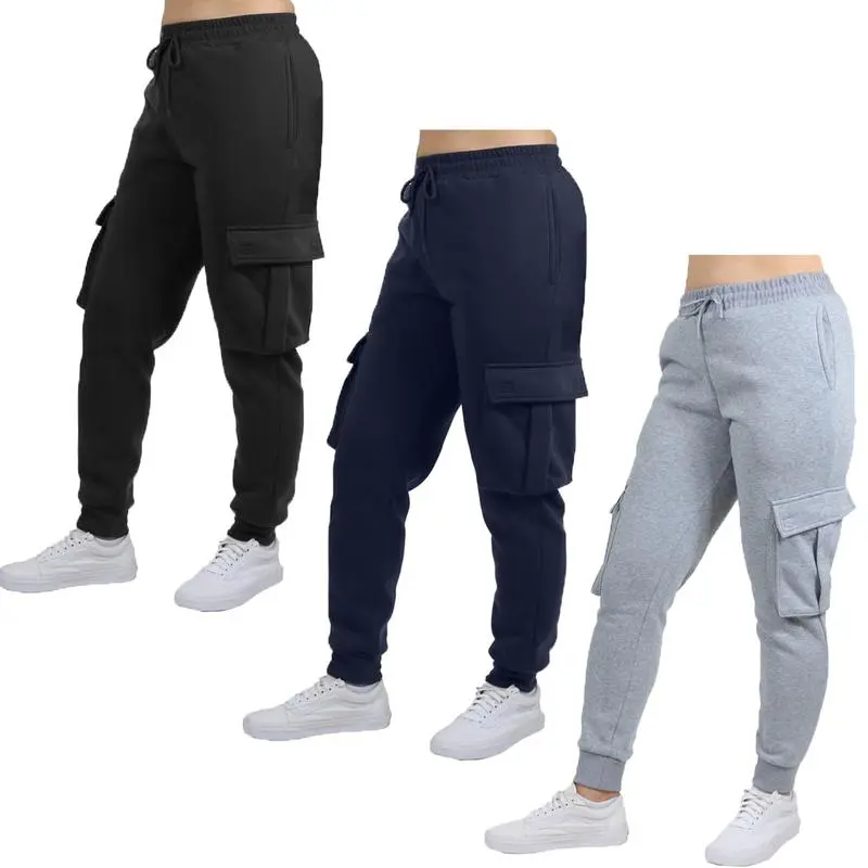 3-Pack Women's Fleece Lined Cargo Jogger Sweatpants