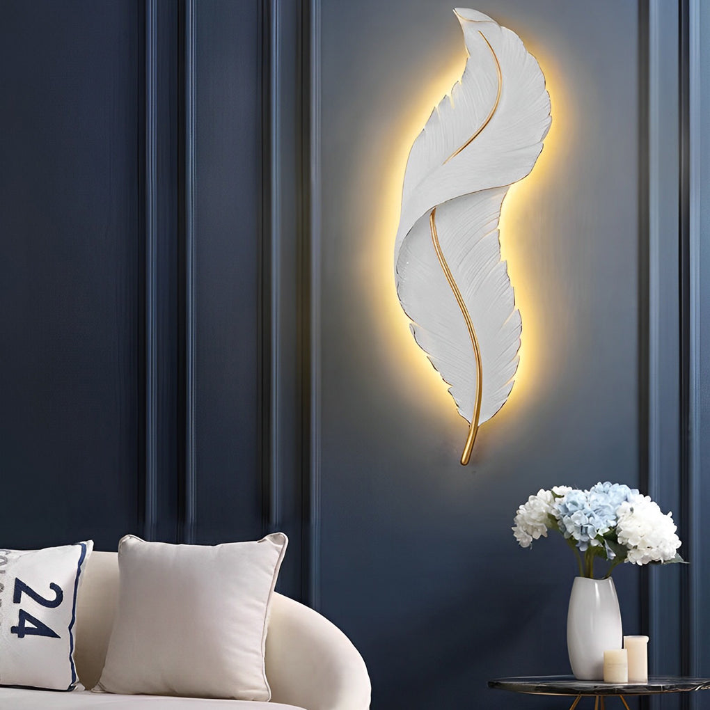 Creative Feathers LED White Luxury Modern Wall Lamp Wall Sconce Lighting