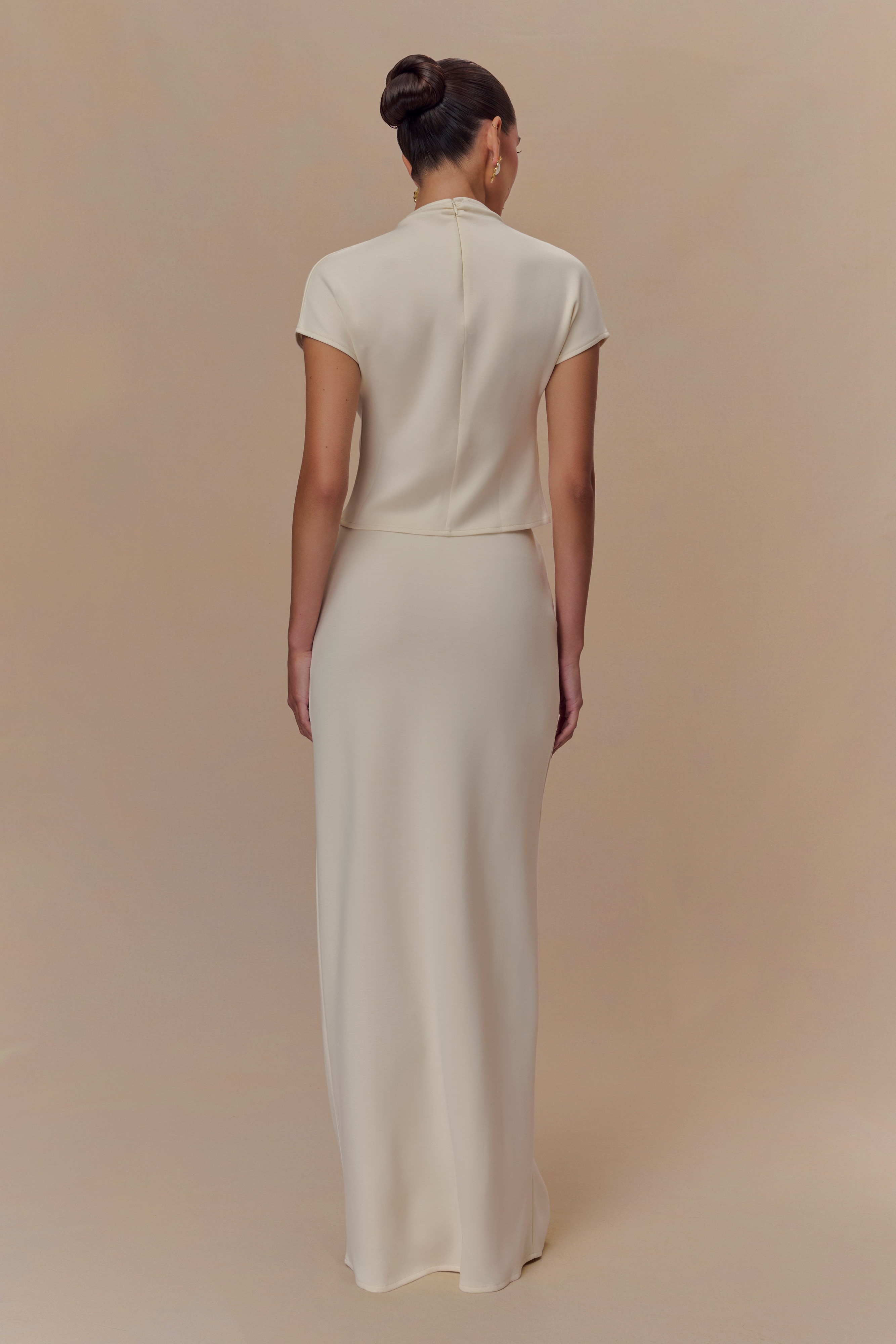 Ivory Scuba Jersey Maxi Skirt